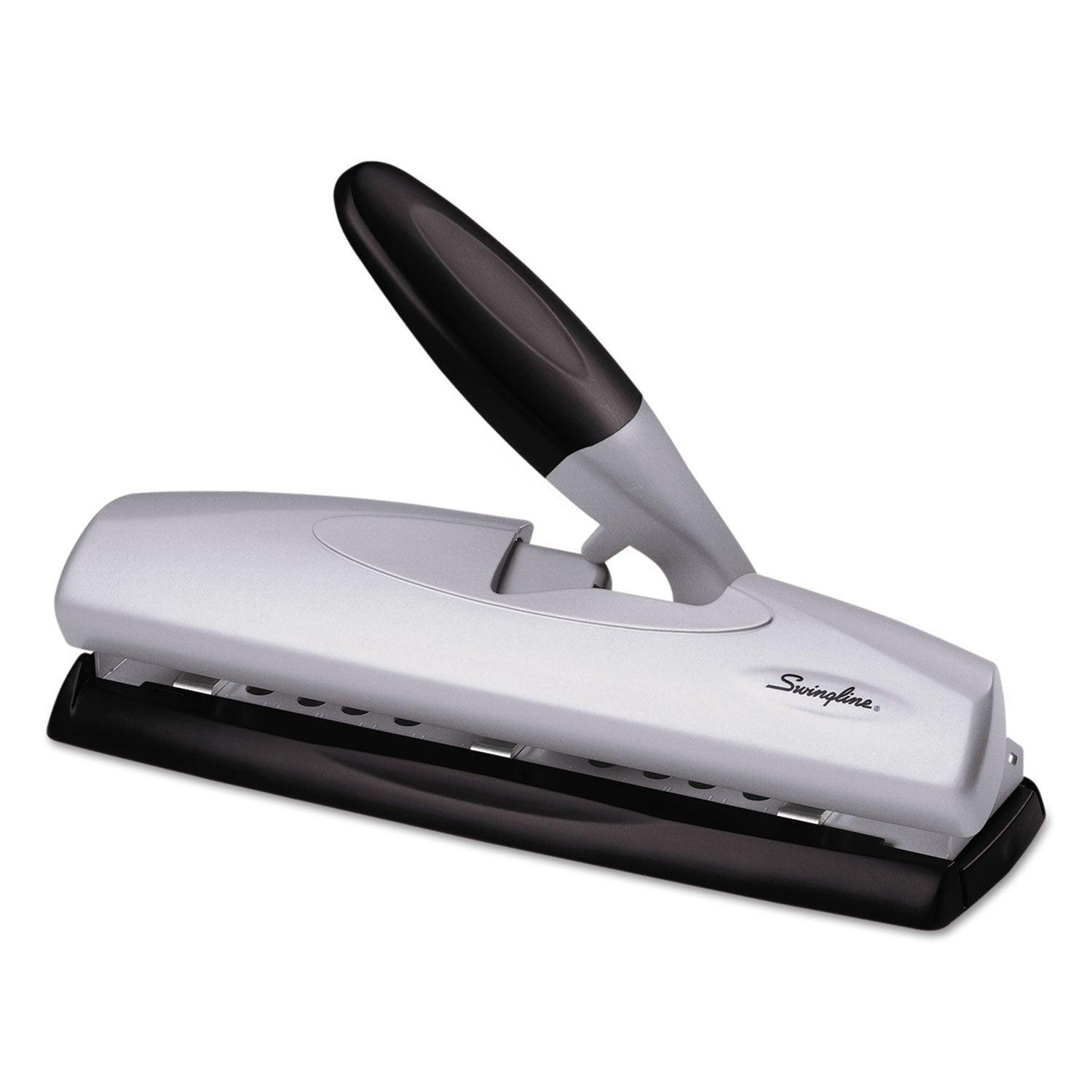 20-Sheet LightTouch Desktop Two- to Seven-Hole Punch, 9/32" Holes, Silver/Black -