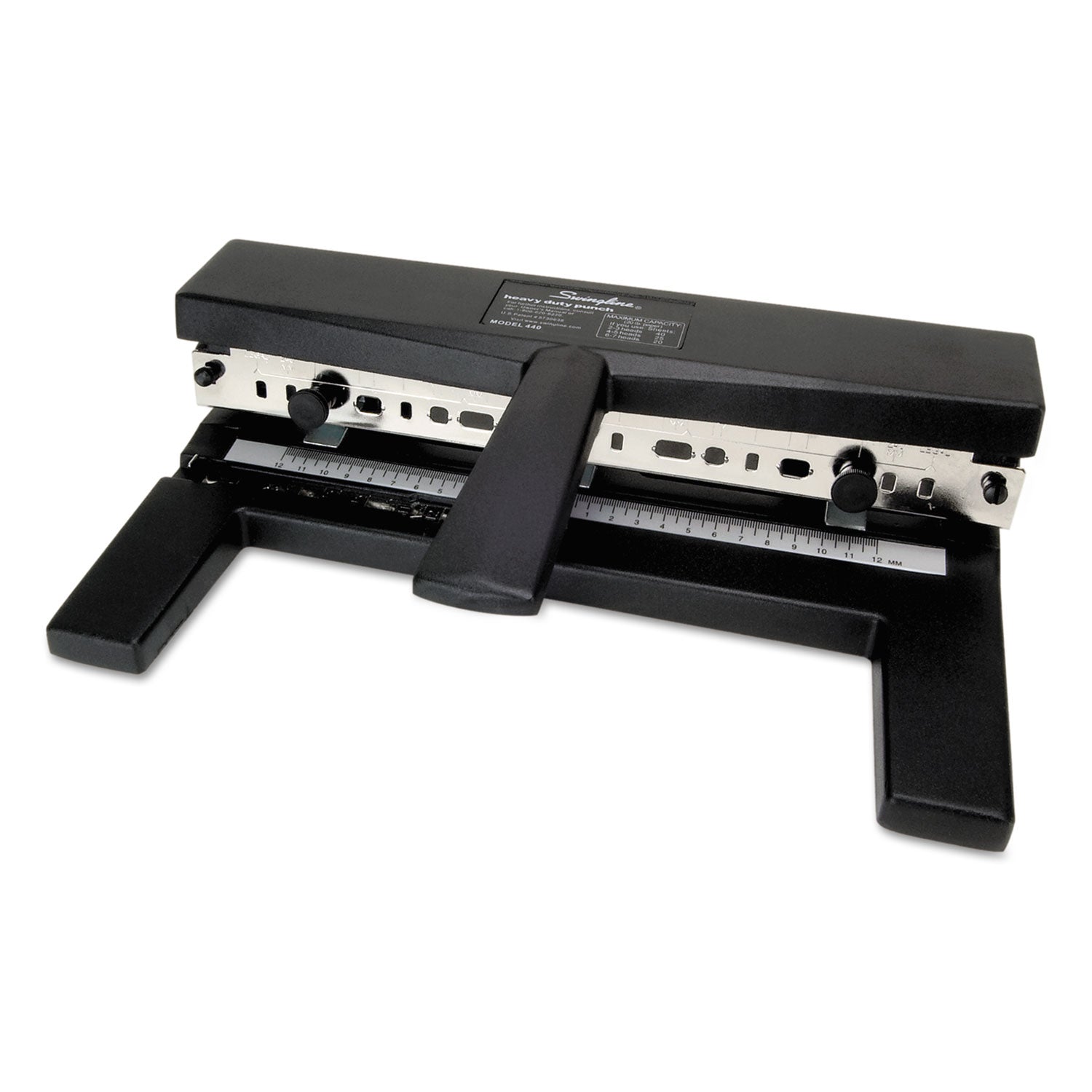 40-Sheet Heavy-Duty Two- to Seven-Hole Adjustable Heavy-Duty Paper Punch, 9/32" Holes, Black -