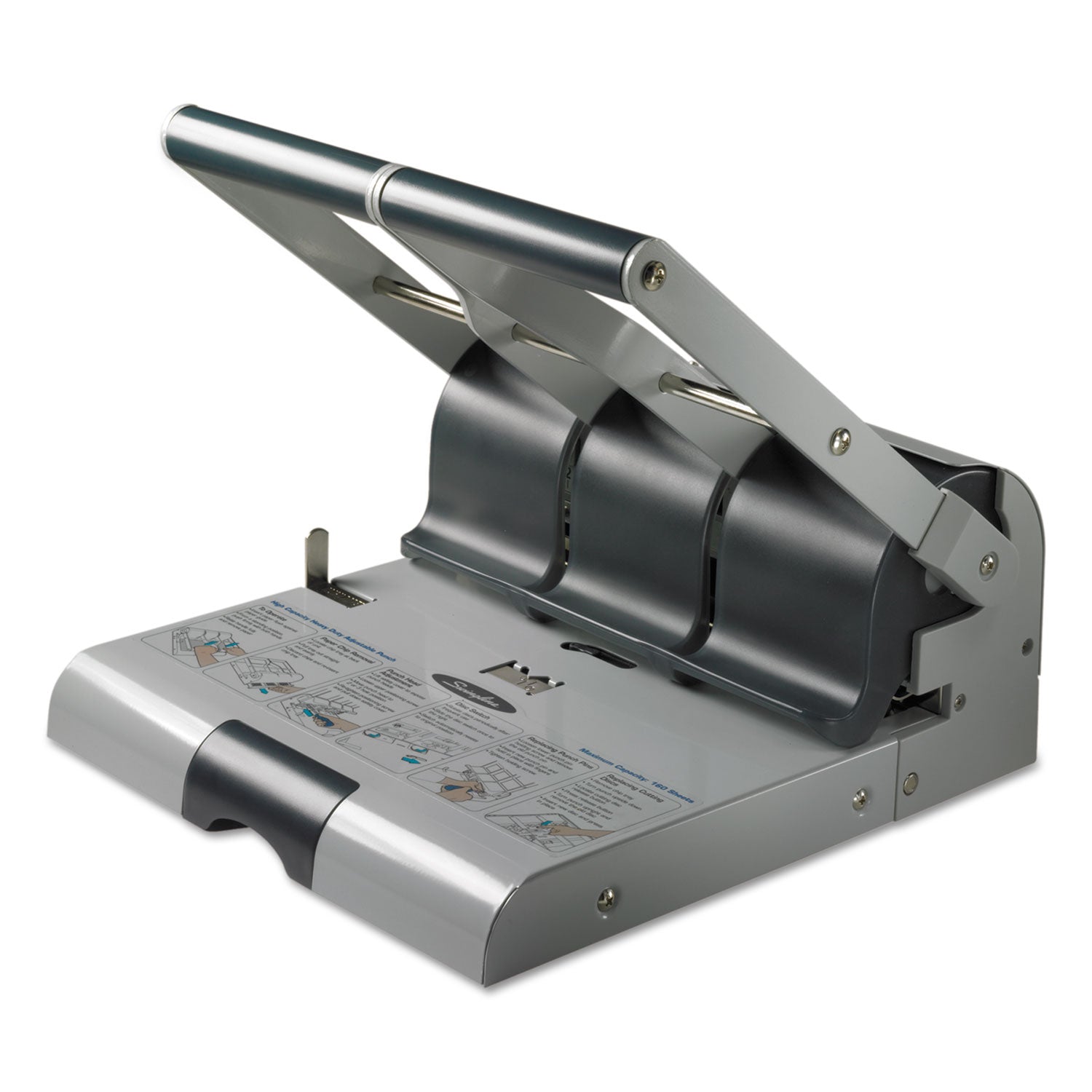 160-Sheet Antimicrobial Protected High-Capacity Adjustable Punch, Two- to Three-Hole, 9/32" Holes, Putty/Gray -