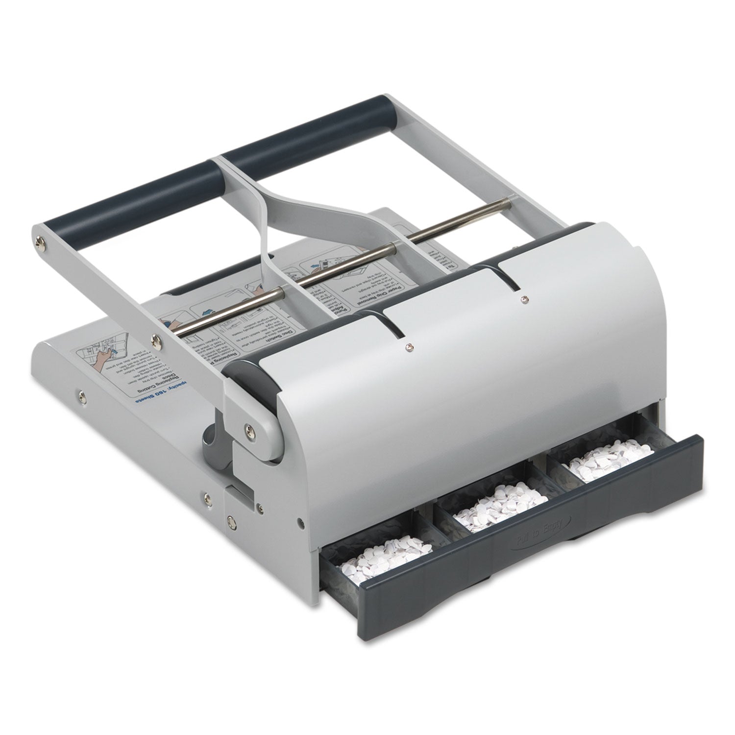 160-Sheet Antimicrobial Protected High-Capacity Adjustable Punch, Two- to Three-Hole, 9/32" Holes, Putty/Gray -