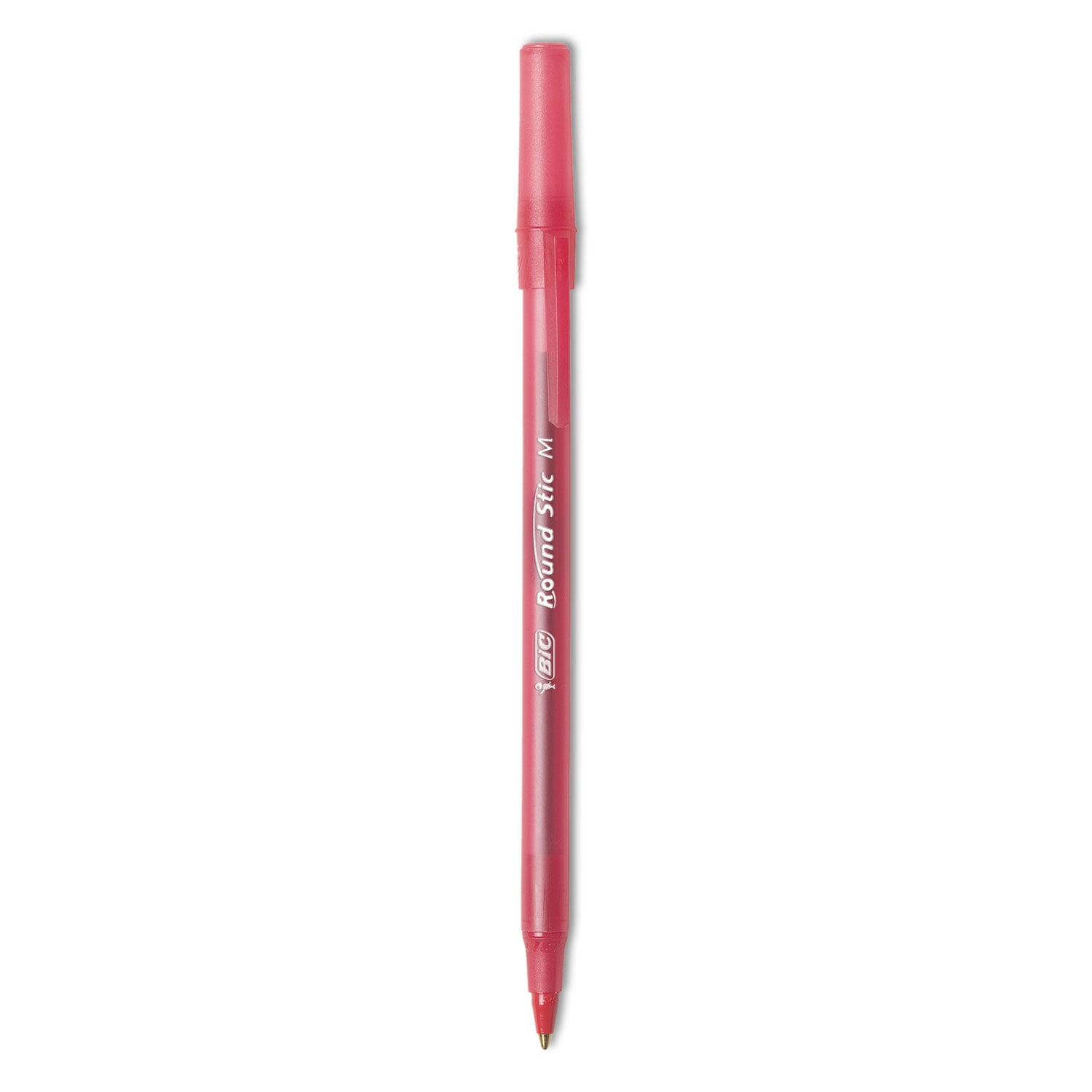 Round Stic Xtra Life Ballpoint Pen, Stick, Medium 1 mm, Red Ink, Translucent Red Barrel, Dozen -