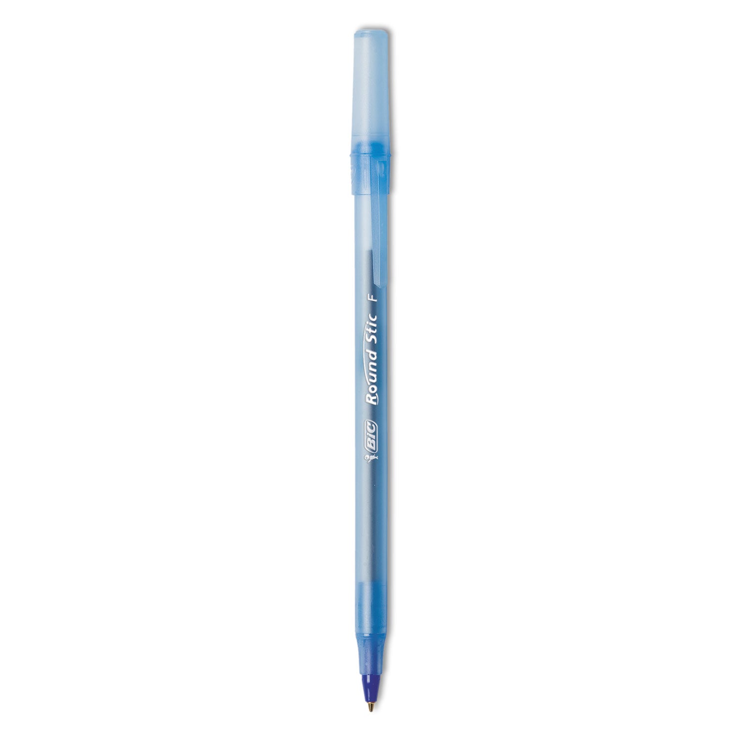Round Stic Xtra Precision Ballpoint Pen, Stick, Fine 0.8 mm, Blue Ink, Translucent Blue Barrel, Dozen -