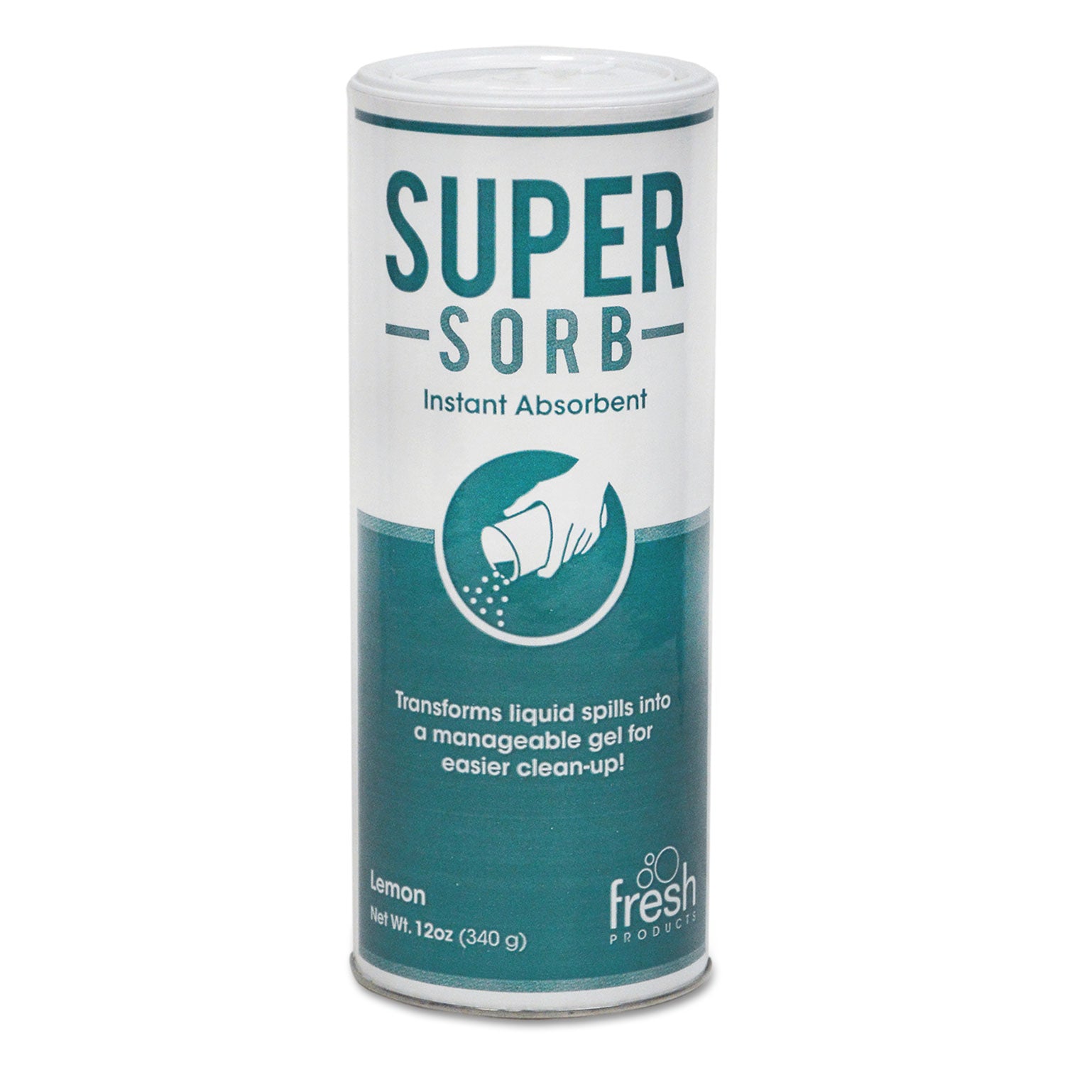 Super-Sorb Liquid Spill Absorbent, Lemon Scent, 720 oz Absorbing Volume, 12 oz Shaker Can -