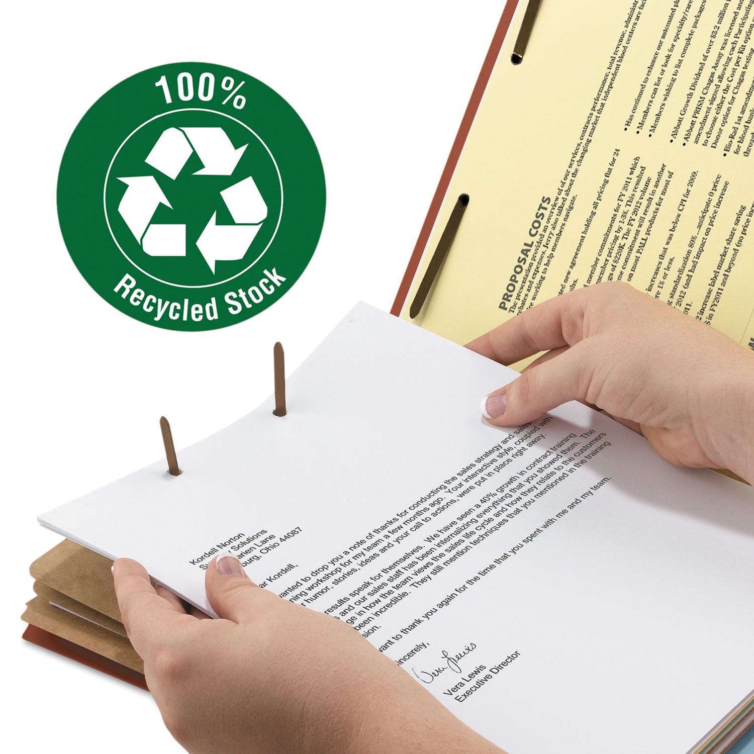 Recycled Pressboard Classification Folders, 3" Expansion, 3 Dividers, 8 Fasteners, Legal Size, Red Exterior, 10/Box -