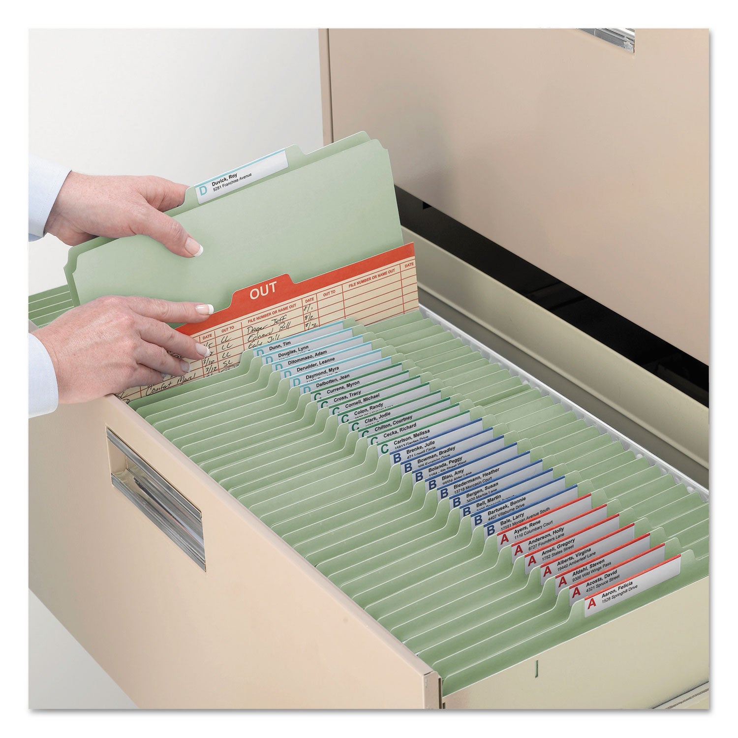 Recycled Pressboard Classification Folders, 2" Expansion, 1 Divider, 4 Fasteners, Legal Size, Gray-Green, 10/Box -