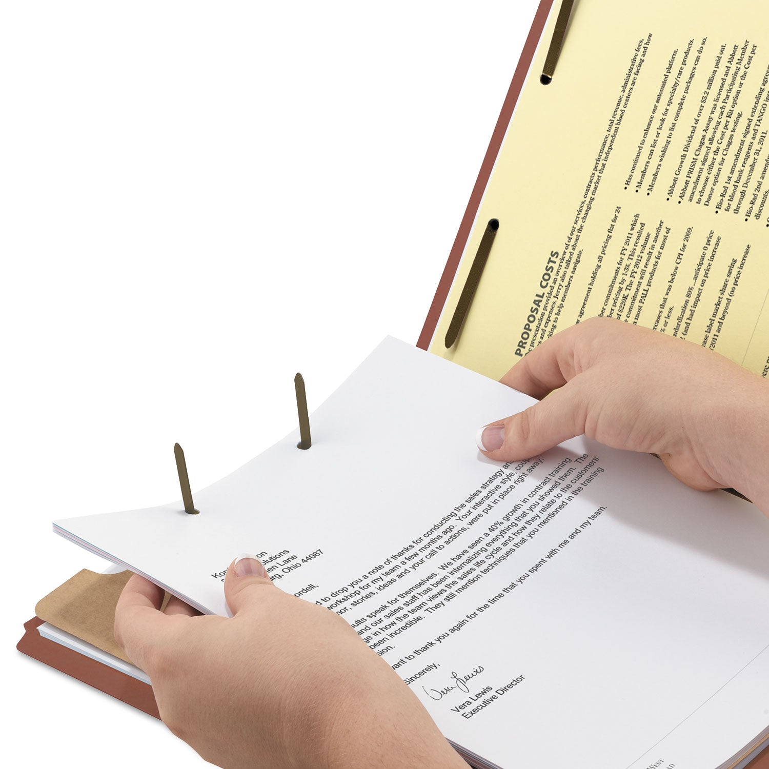 Recycled Pressboard Classification Folders, 2" Expansion, 1 Divider, 4 Fasteners, Letter Size, Red Exterior, 10/Box - 6