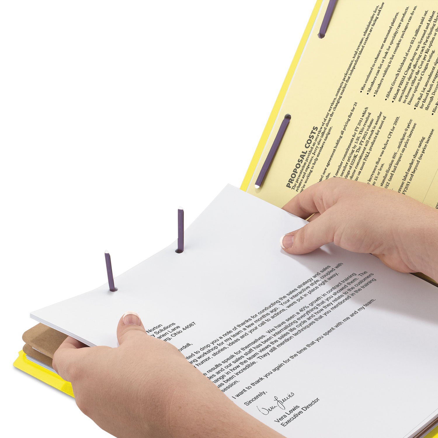 6-Section Pressboard Top Tab Pocket Classification Folders, 6 SafeSHIELD Fasteners, 2 Dividers, Legal Size, Yellow, 10/Box -