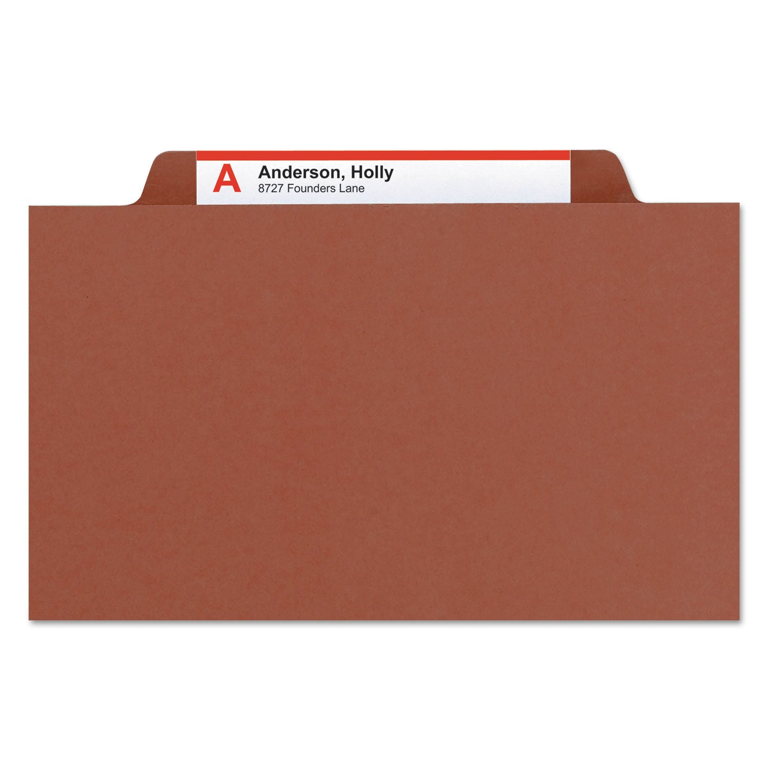 Pressboard Classification Folders, Eight SafeSHIELD Fasteners, 2/5-Cut Tabs, 3 Dividers, Legal Size, Red, 10/Box -
