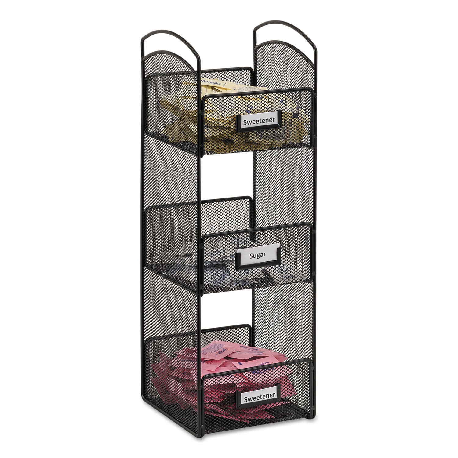 onyx-breakroom-organizers-3-compartments-6-x-6-x-18-steel-mesh-black_saf3290bl - 1