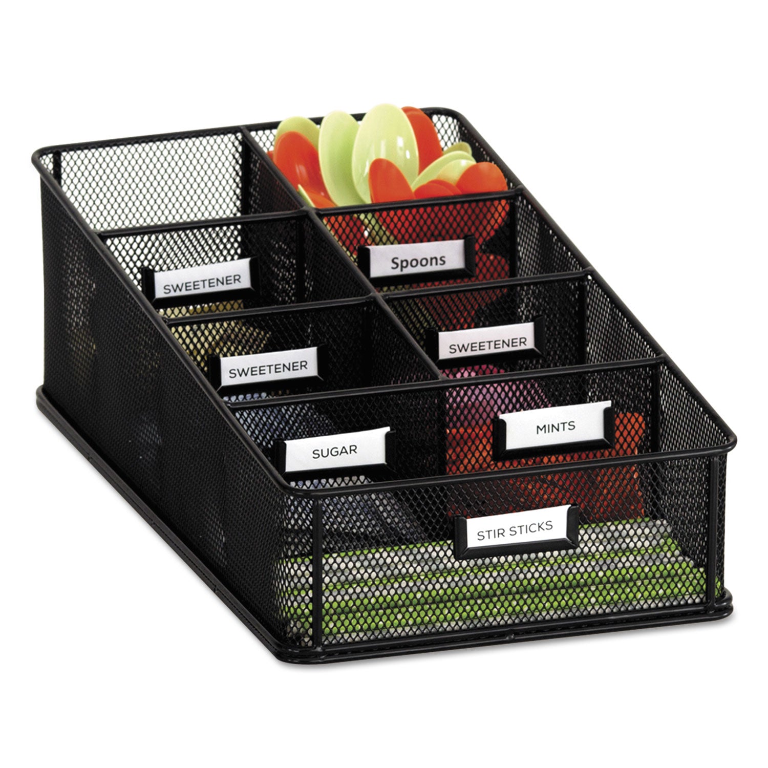 onyx-breakroom-organizers-7-compartments-16-x-85-x-525-steel-mesh-black_saf3291bl - 1