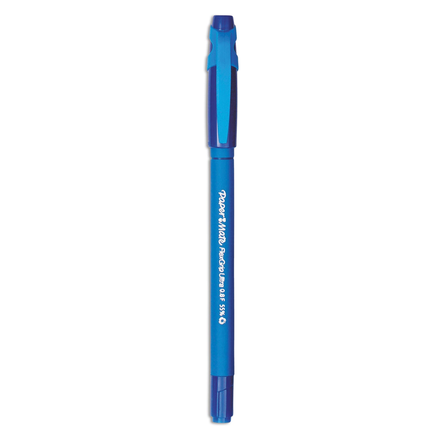 FlexGrip Ultra Recycled Ballpoint Pen, Stick, Fine 0.8 mm, Blue Ink, Blue Barrel, Dozen -