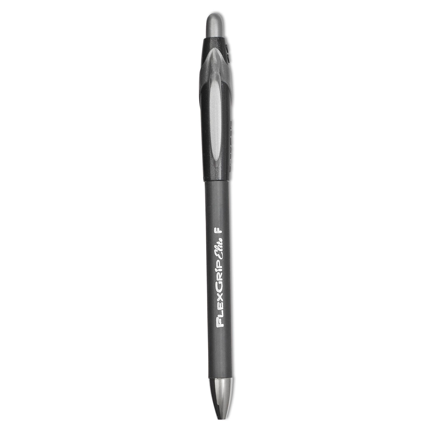 FlexGrip Elite Ballpoint Pen, Retractable, Fine 0.8 mm, Black Ink, Black Barrel, Dozen -