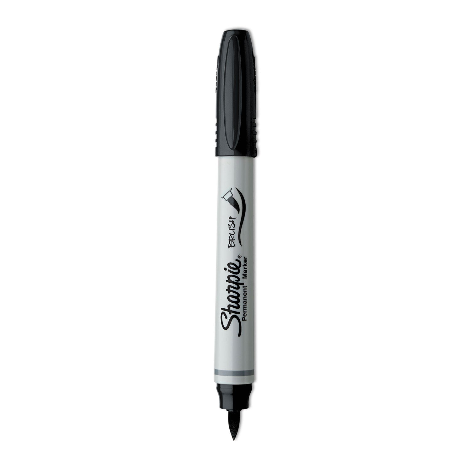 Brush Tip Permanent Marker, Medium Brush Tip, Black, Dozen -