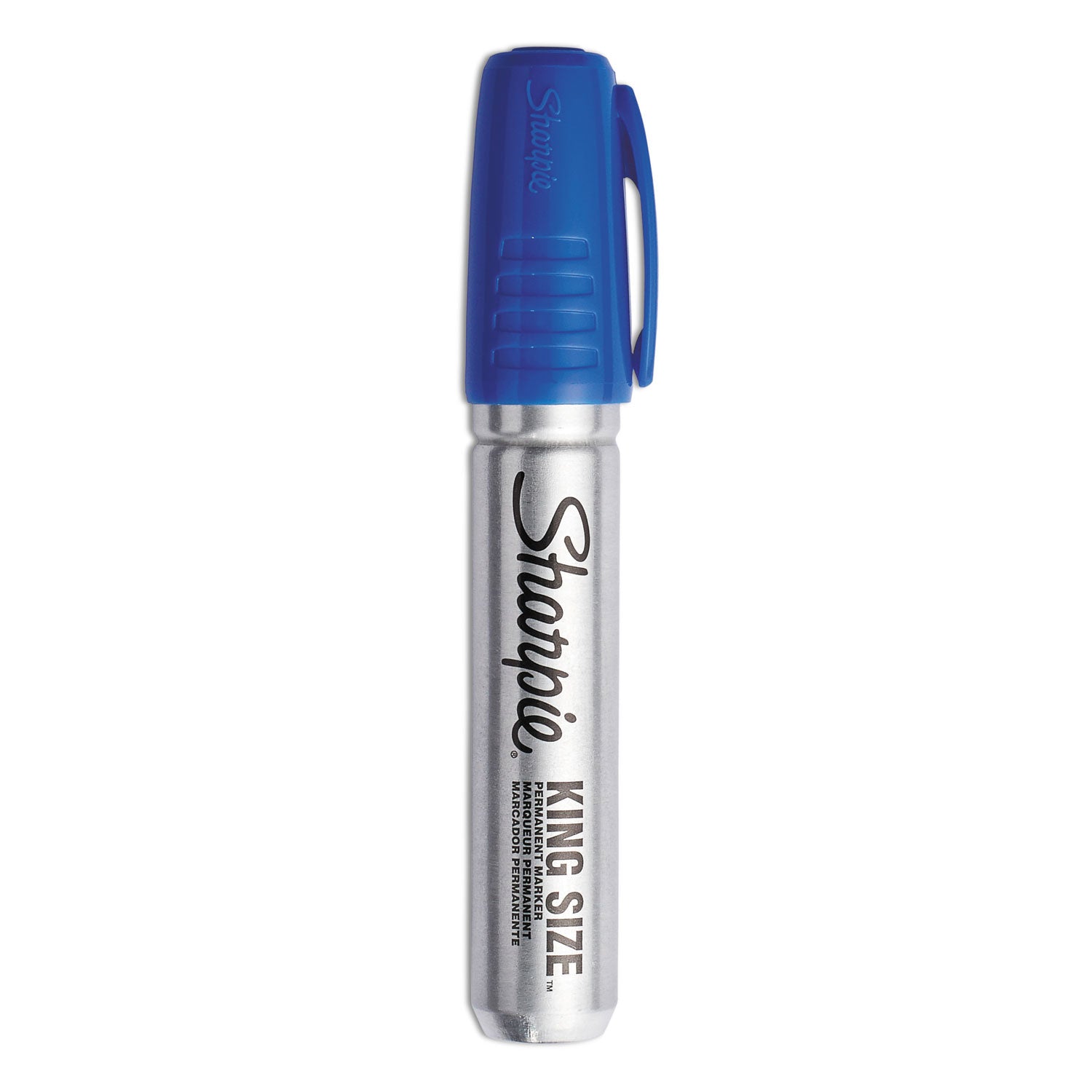King Size Permanent Marker, Broad Chisel Tip, Blue, Dozen -