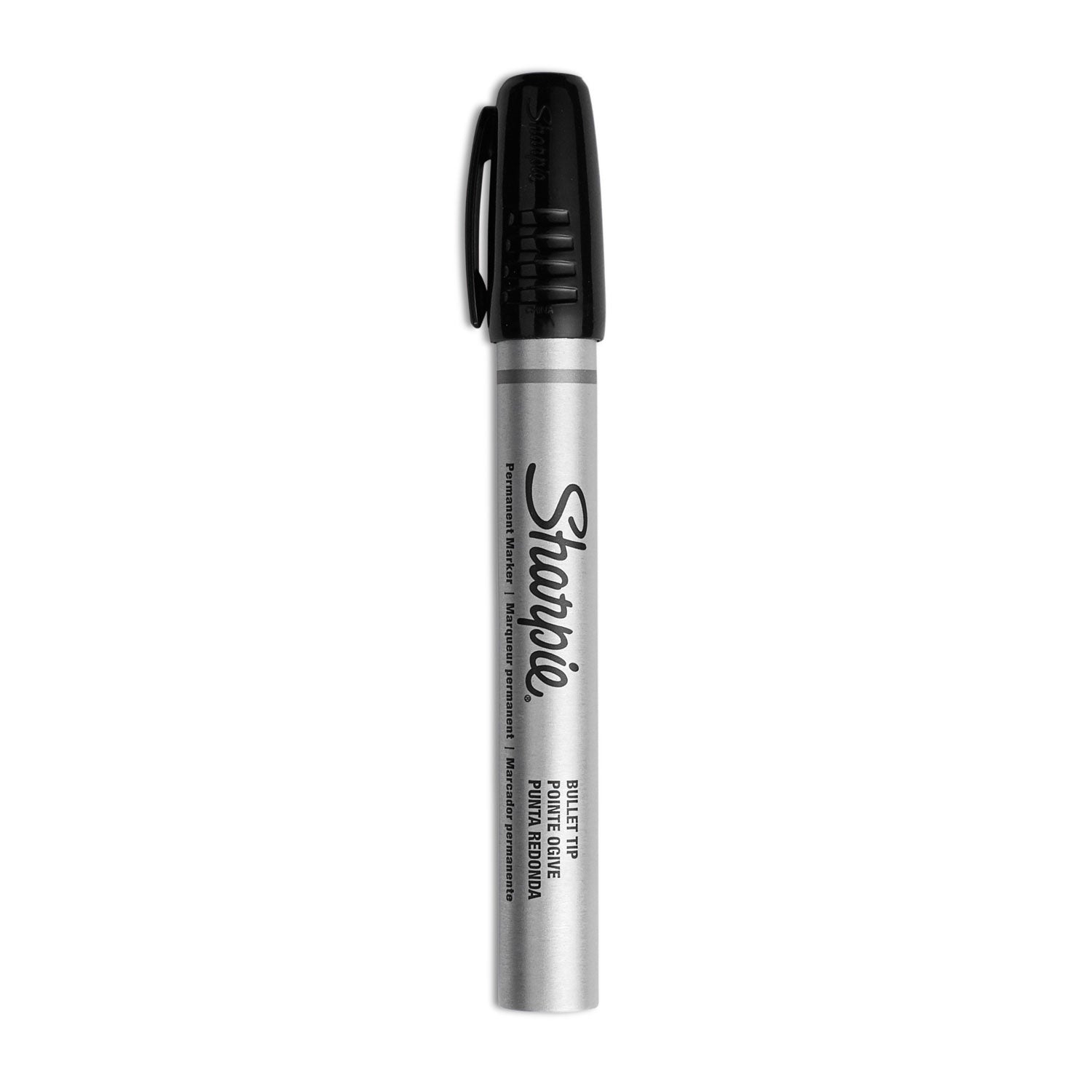 Durable Metal Barrel Permanent Marker, Medium Bullet Tip, Black -