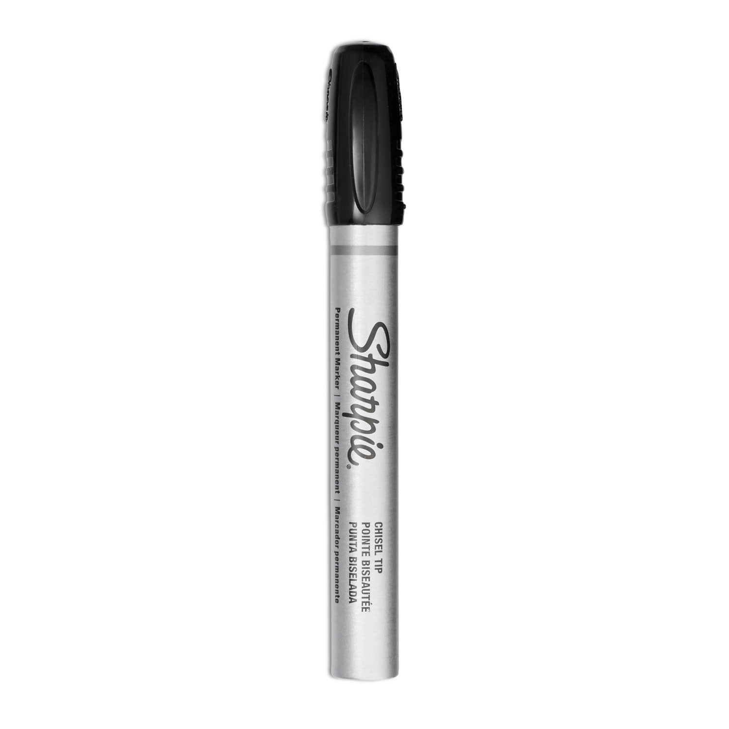 Durable Metal Barrel Permanent Marker, Broad Chisel Tip, Black -