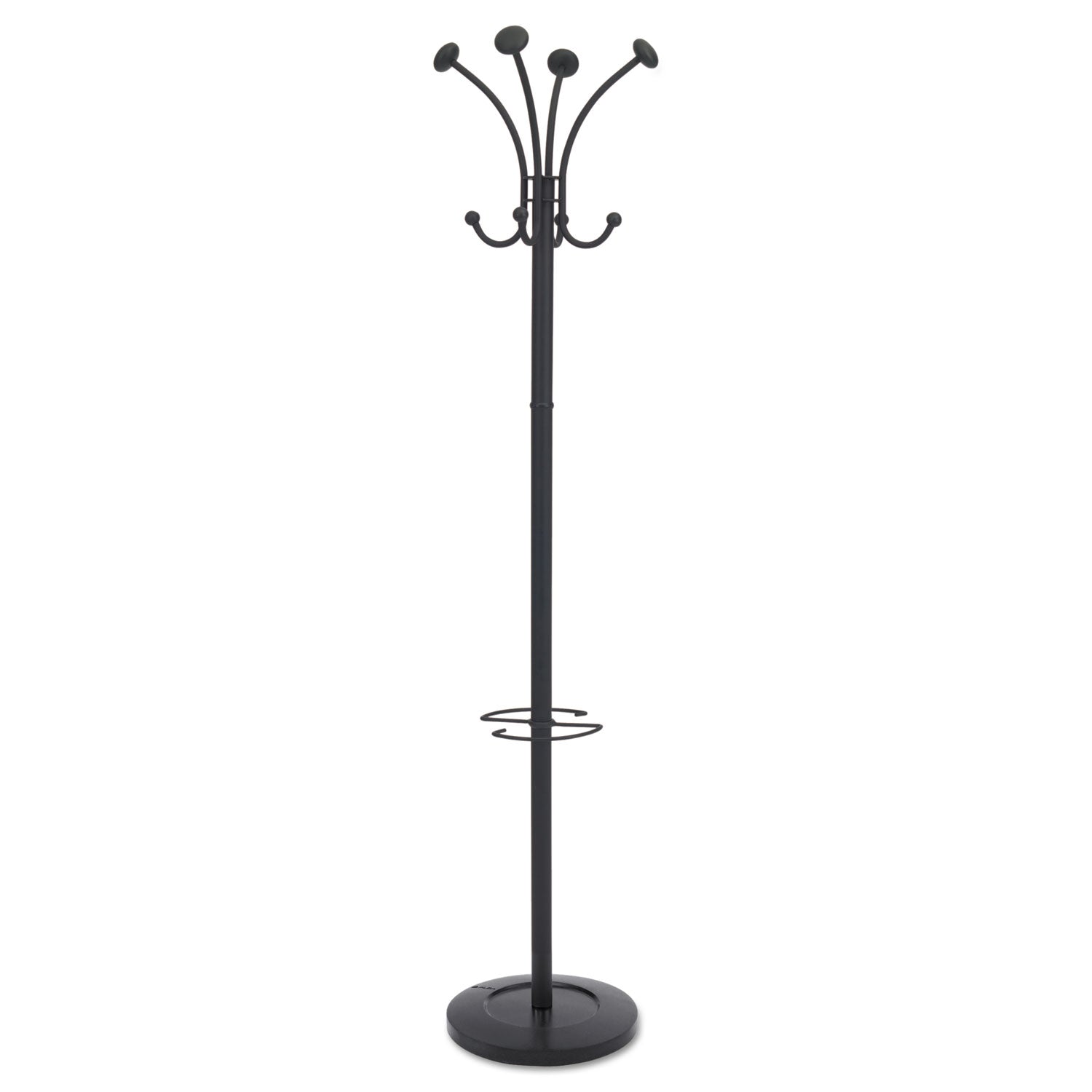 Viena Coat Stand, Eight Knobs, Steel, 16w x 16d x 70.5h, Black -