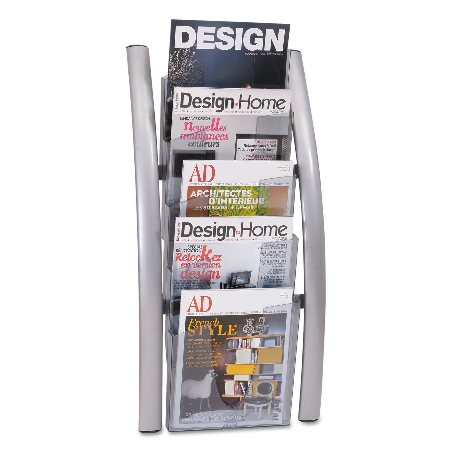 Wall Literature Display, 13w x 3.5d x 28.5h, Silver Gray/Translucent -