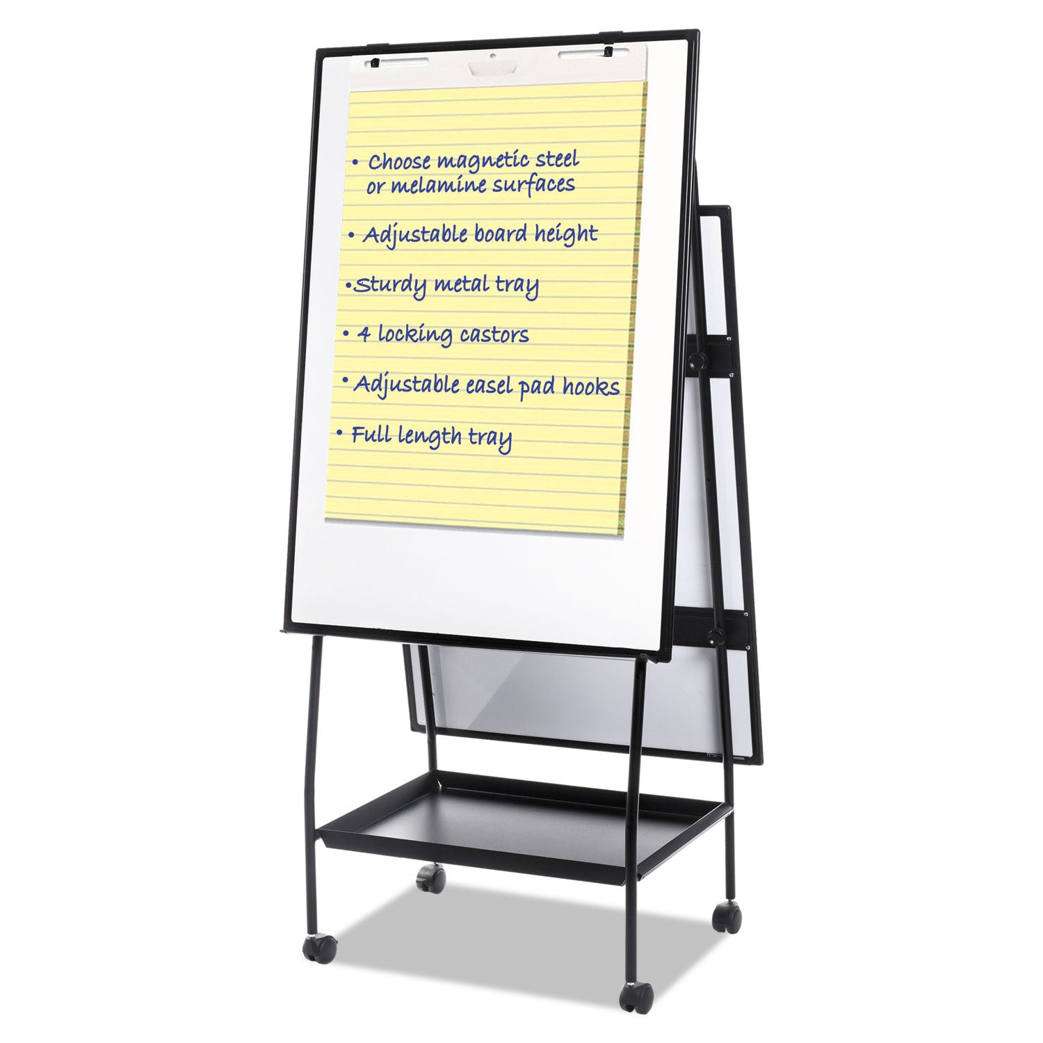 Creation Station Dry Erase Board, 29.5 x 74.88, White Surface, Black Metal Frame -