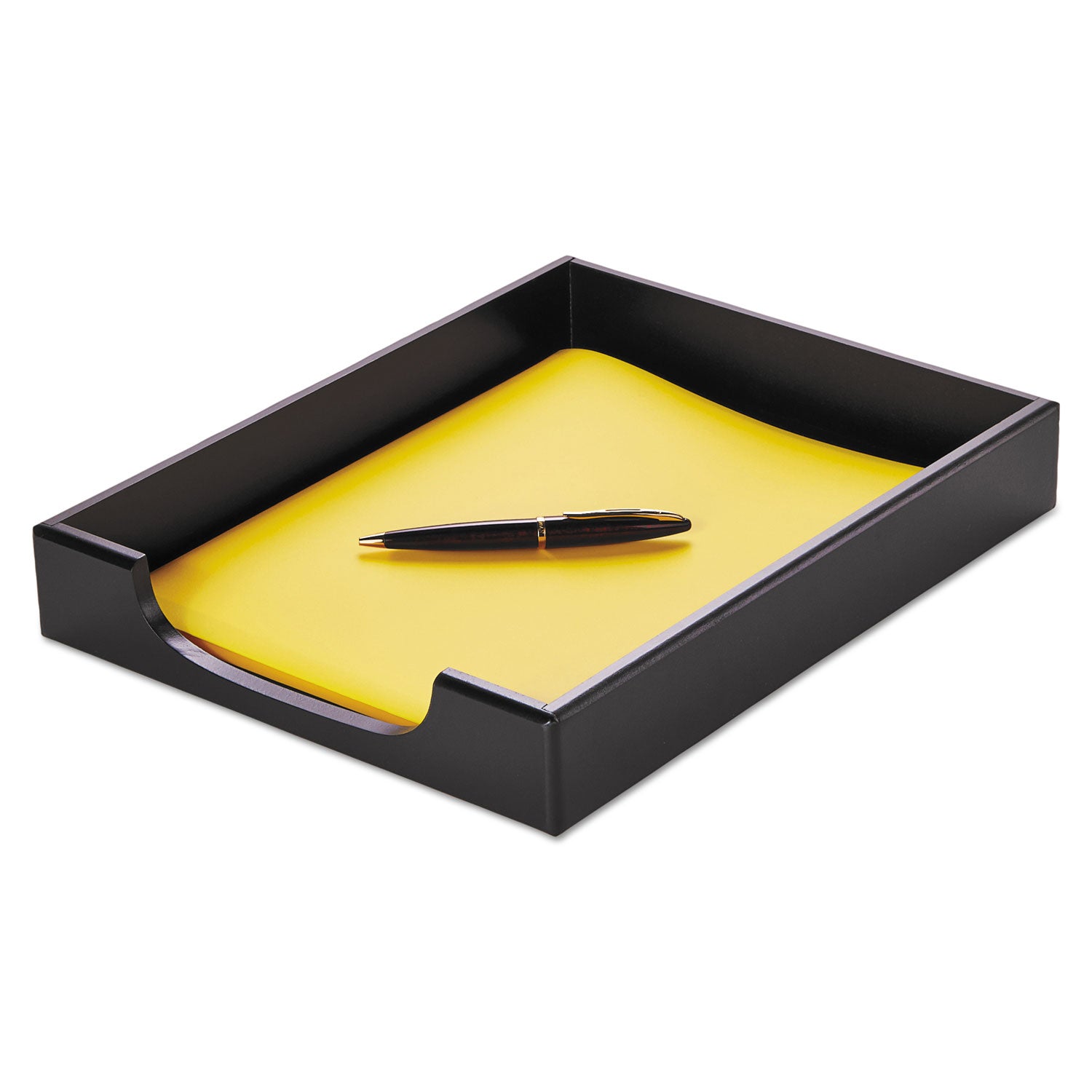 Wood Tones Desk Tray, 1 Section, Letter Size Files, 8.5" x 11", Black -