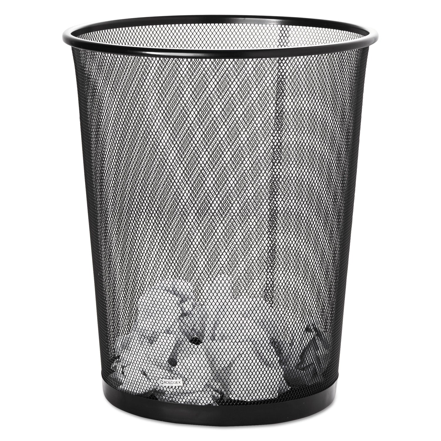 Mesh Round Wastebasket, 4.5 gal, Mesh, Black -