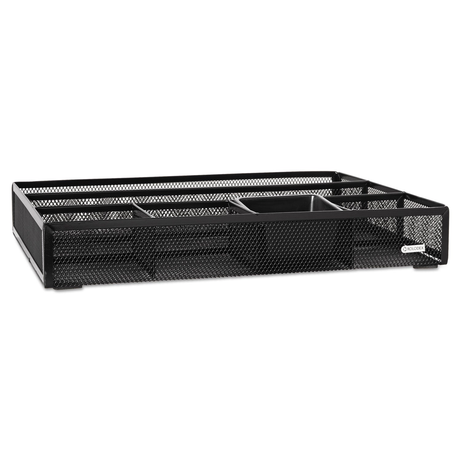 Metal Mesh Deep Desk Drawer Organizer, Six Compartments, 15.25 x 11.88 x 2.5, Black -