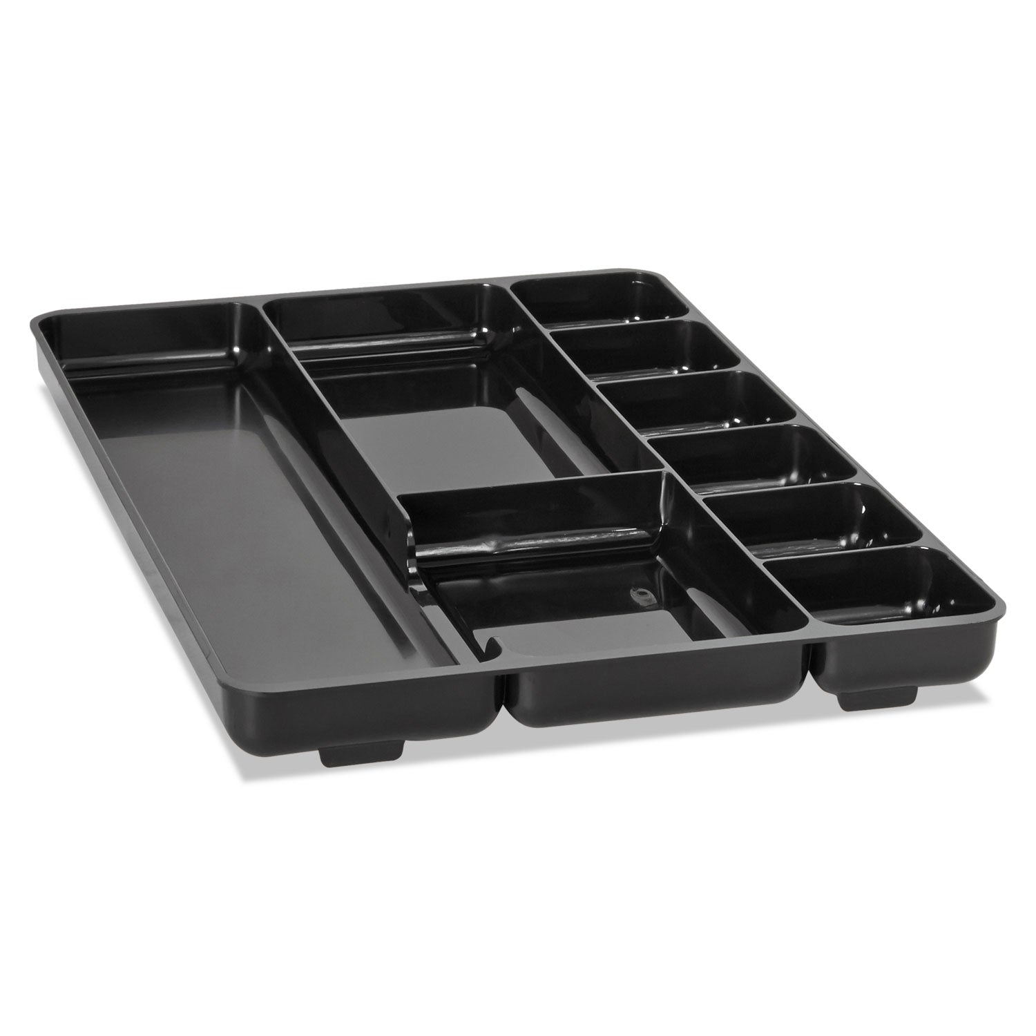 Regeneration Nine-Section Drawer Organizer, 14 x 9.13 x 1.13, Plastic, Black -