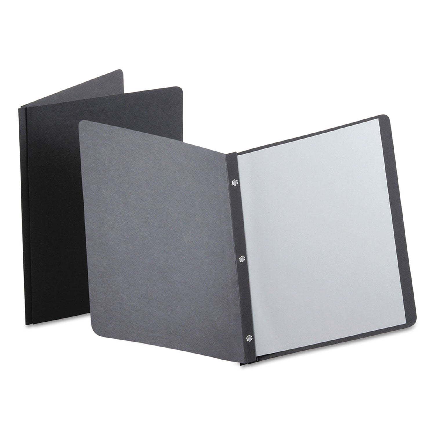 Title Panel and Border Front Report Cover, Three-Prong Fastener, 0.5" Capacity, 8.5 x 11, Black/Black, 25/Box -