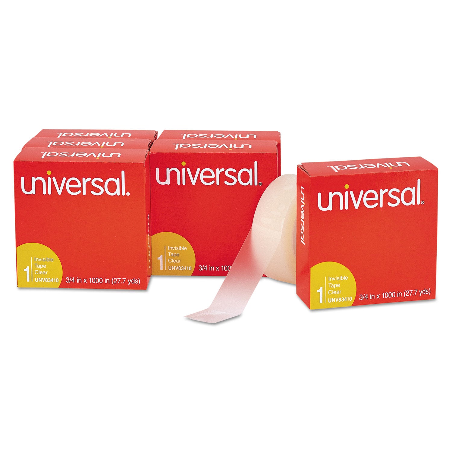 Invisible Tape, 1" Core, 0.75" x 83.33 ft, Clear, 6/Pack -