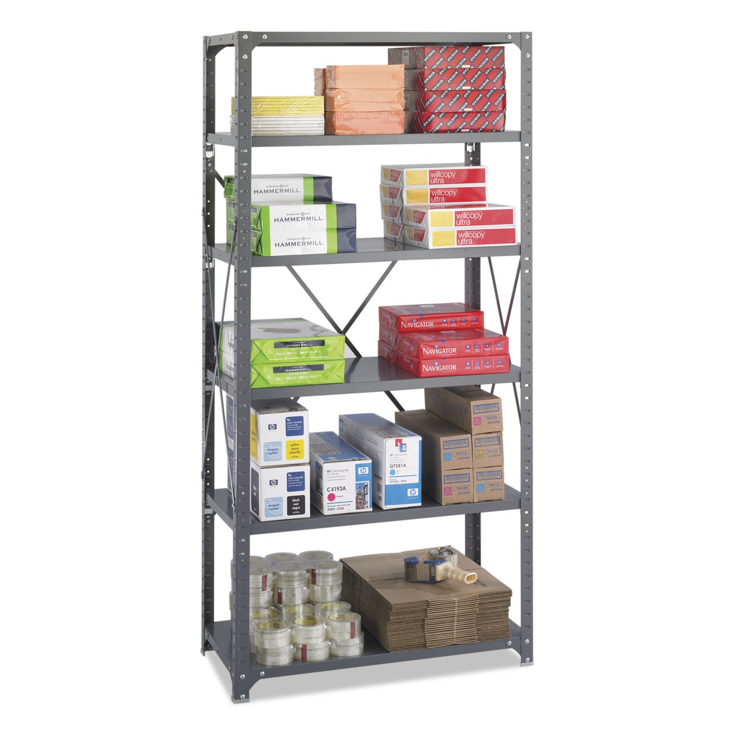 Commercial Steel Shelving Unit, Six-Shelf, 36w x 18d x 75h, Dark Gray -