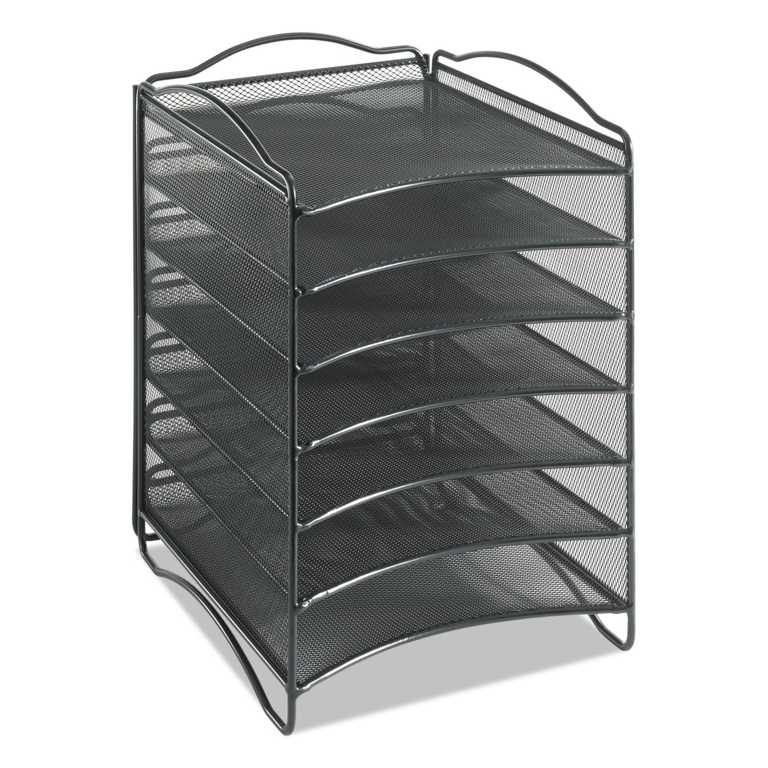 Onyx Steel Mesh Lliterature Sorter, Six Compartments, 10.25 x 12.75 x 15.25, Black -