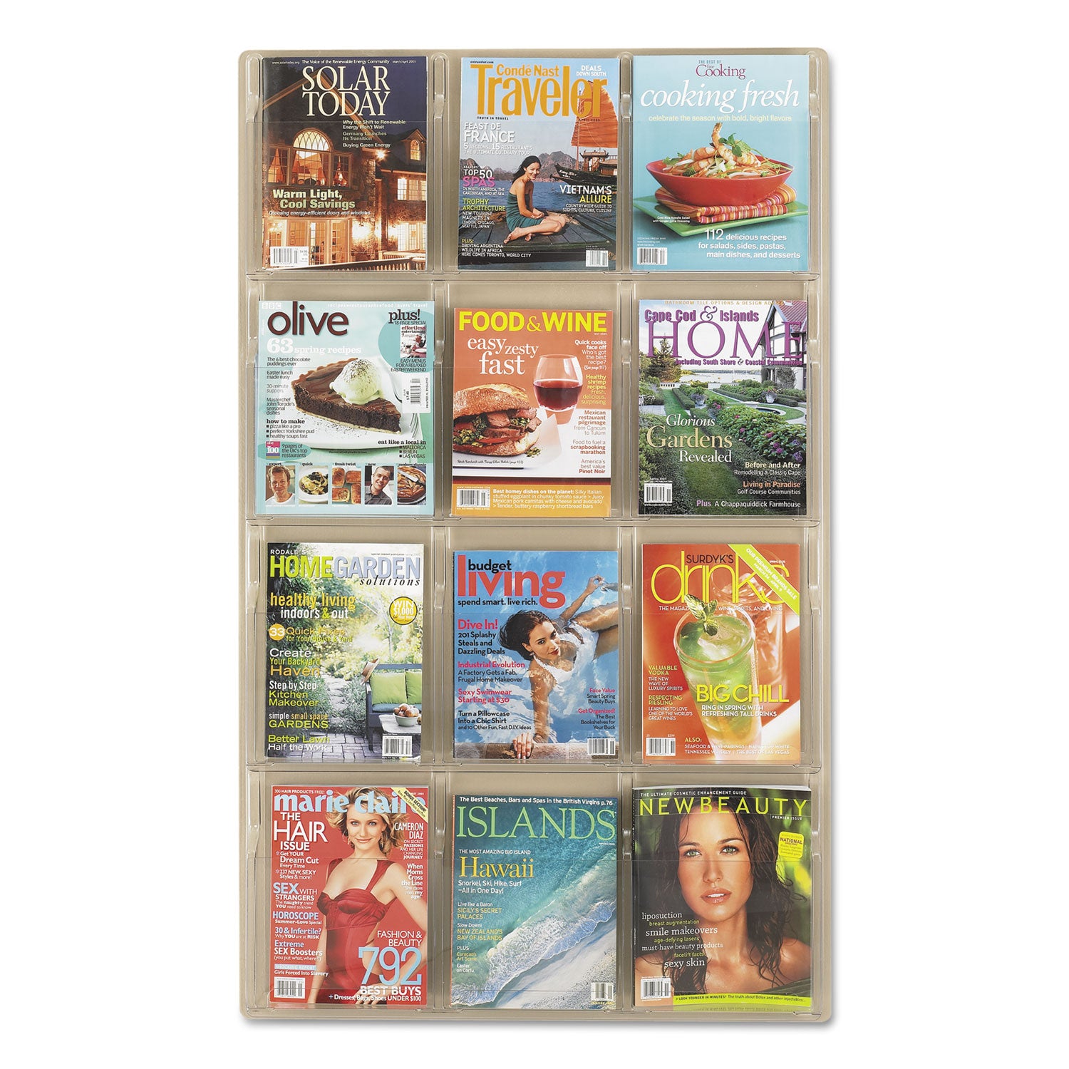 Reveal Clear Literature Displays, 12 Compartments, 30w x 2d x 49h, Clear -