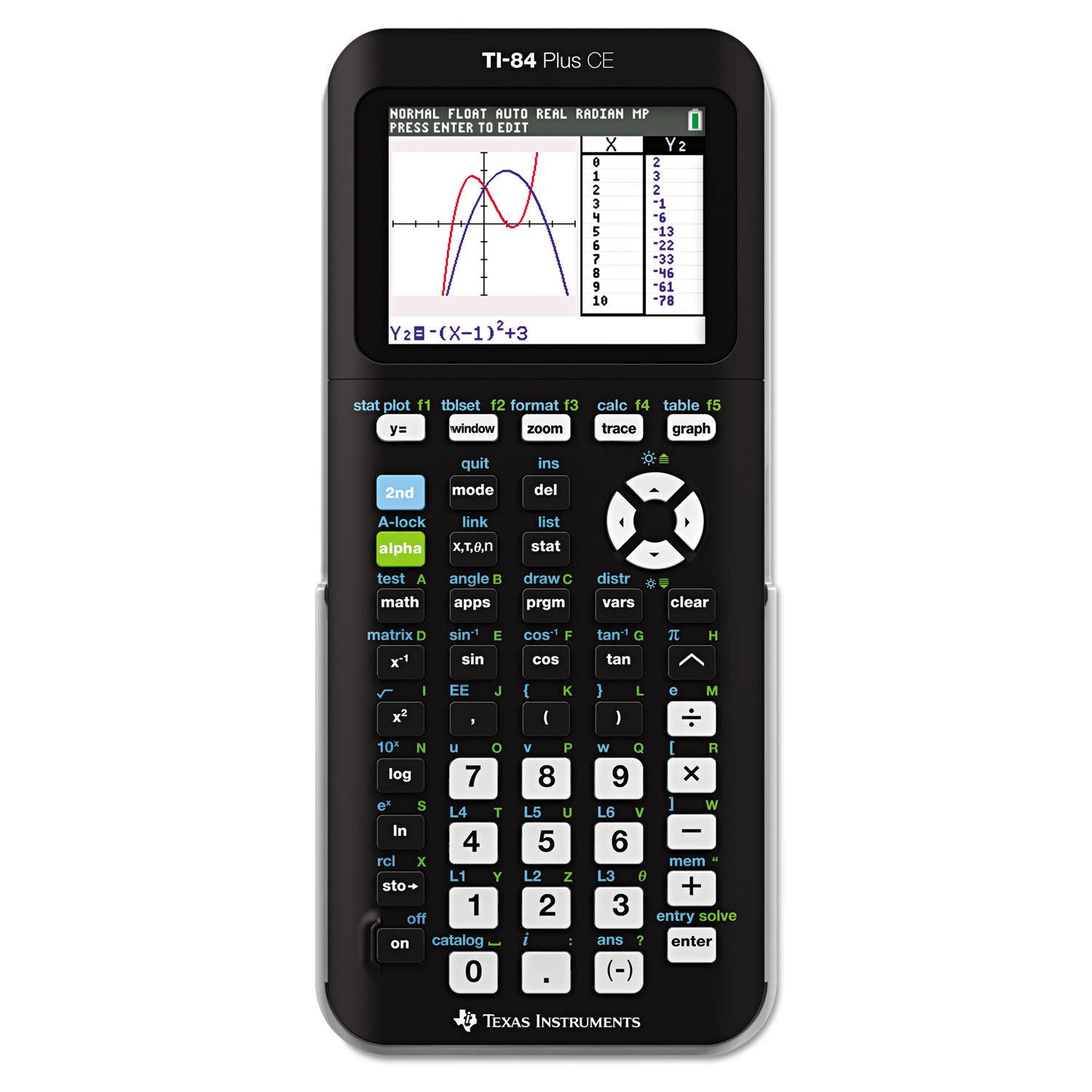 TI-84 Plus CE Programmable Color Graphing Calculator, 10-Digit LCD, Black -