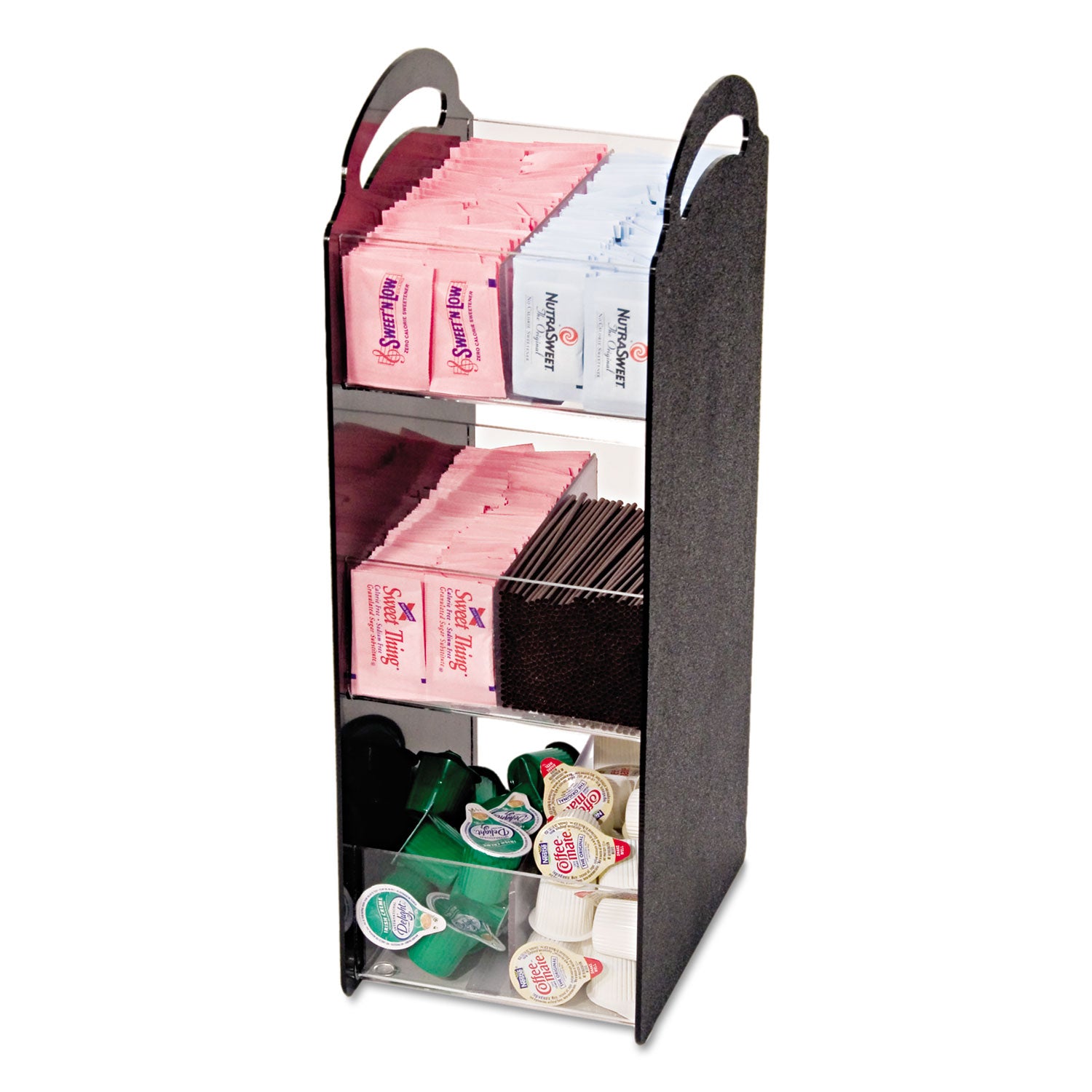 Compact Condiment Organizer, 6 Compartments, 6.13 x 8 x 18, Black -