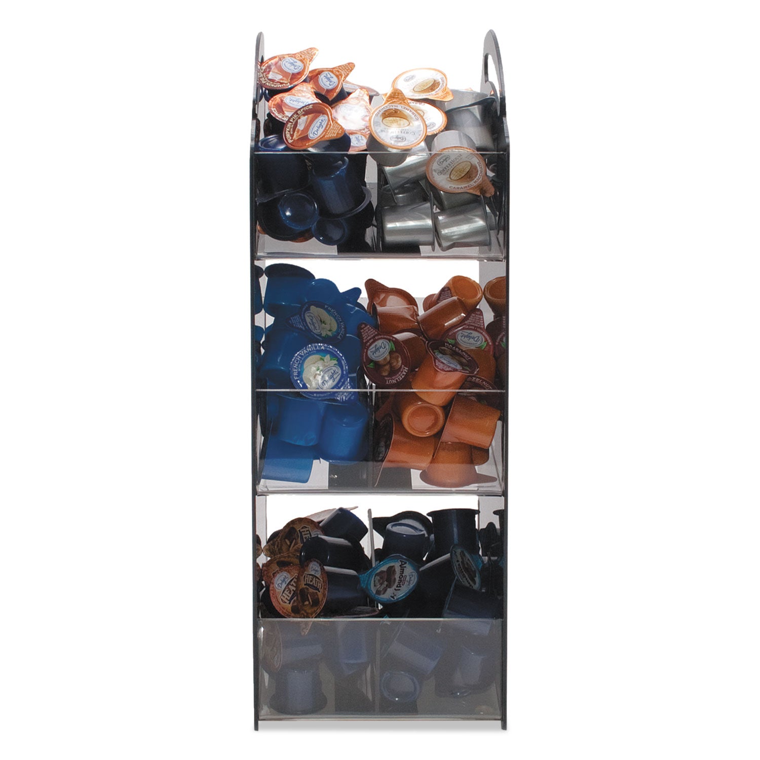 Compact Condiment Organizer, 6 Compartments, 6.13 x 8 x 18, Black -