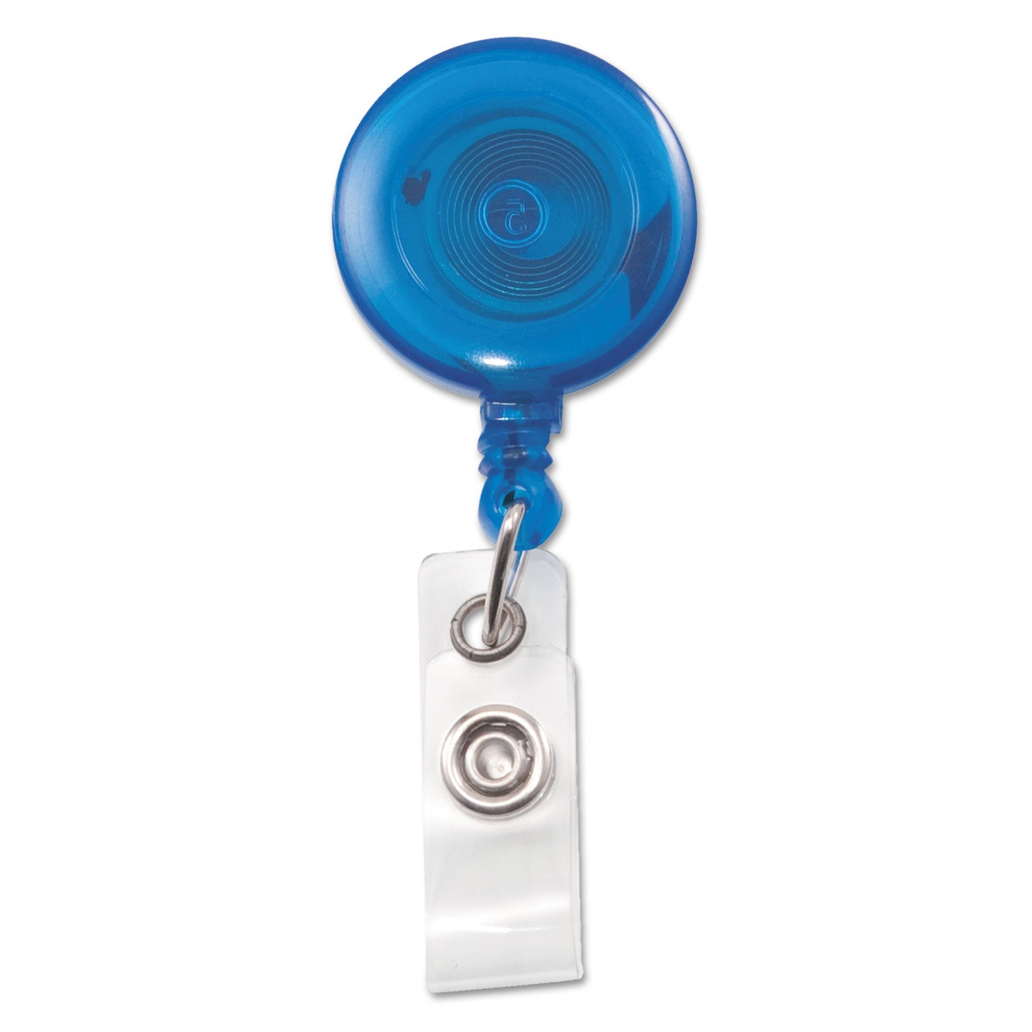 Translucent Retractable ID Card Reel, 30" Extension, Blue, 12/Pack -