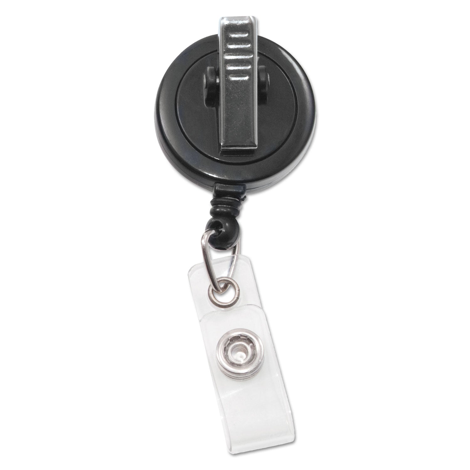 Swivel-Back Retractable ID Card Reel, 30" Extension, Black, 12/Pack -
