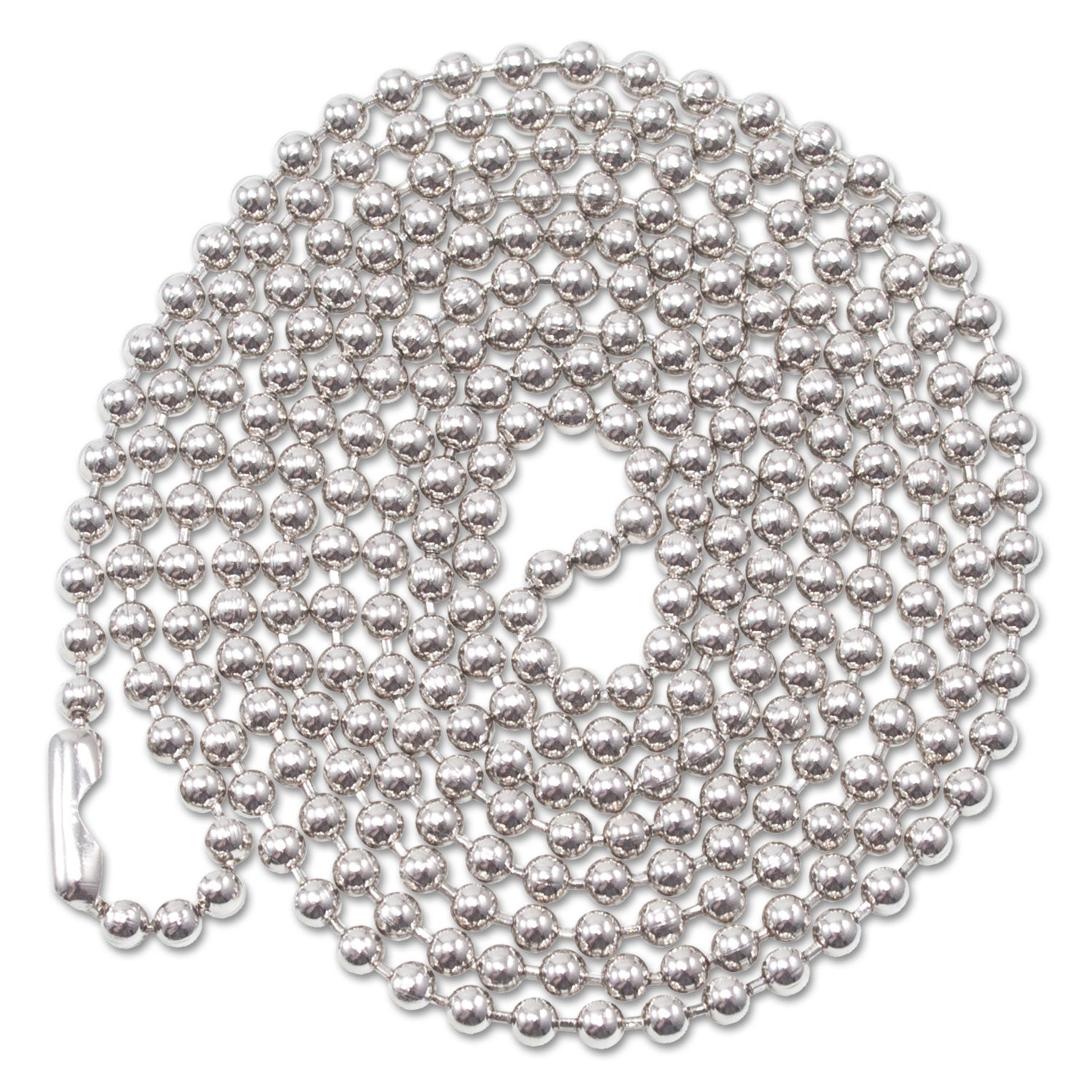 ID Badge Holder Chain, Metal Ball Chain Fastener, 36" Long, Nickel Plated, 100/Box -
