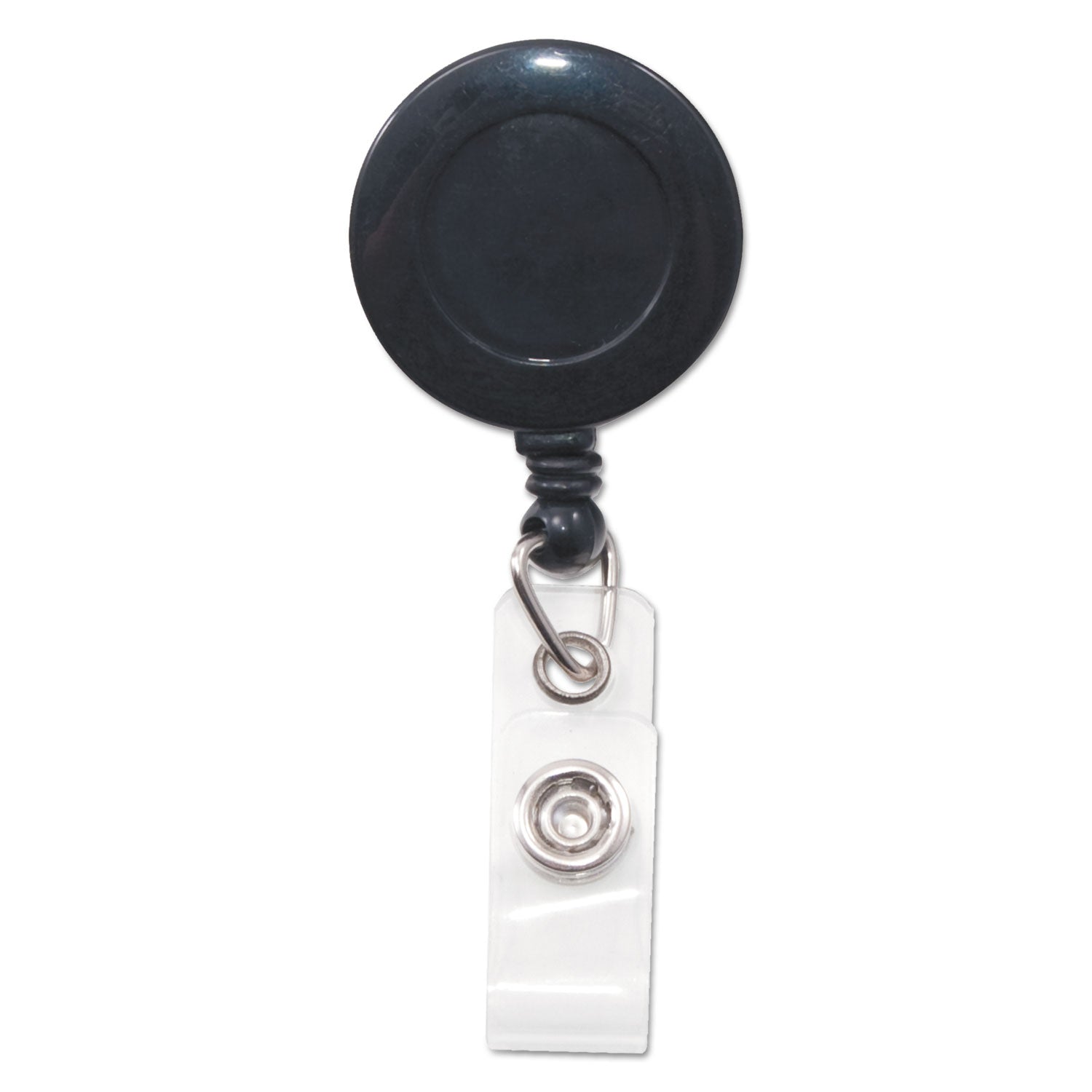 Swivel-Back Retractable ID Card Reel, 30" Extension, Black, 12/Pack -