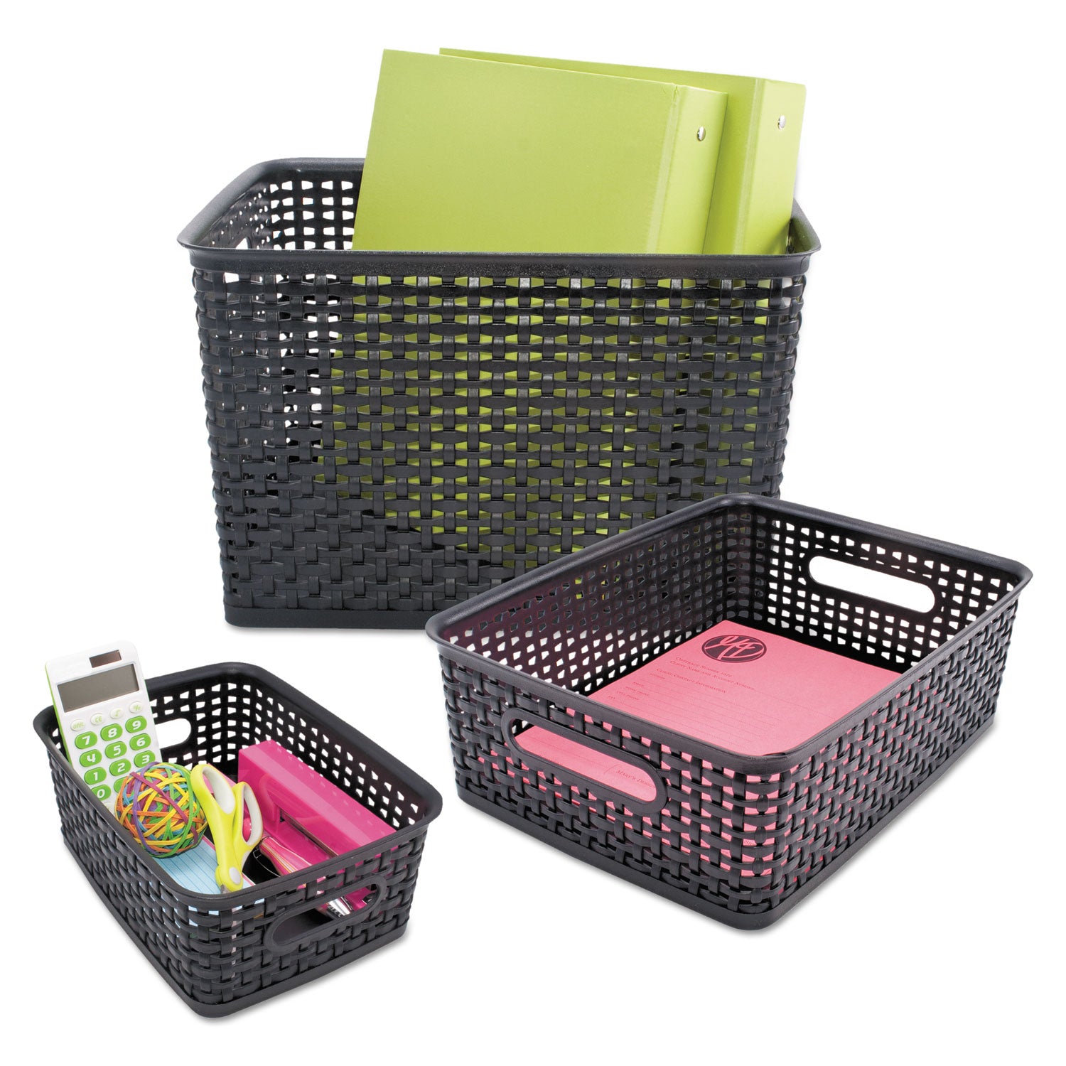 Weave Bins, 14.25 x 10.25 x 4.75, Black, 2/Pack -
