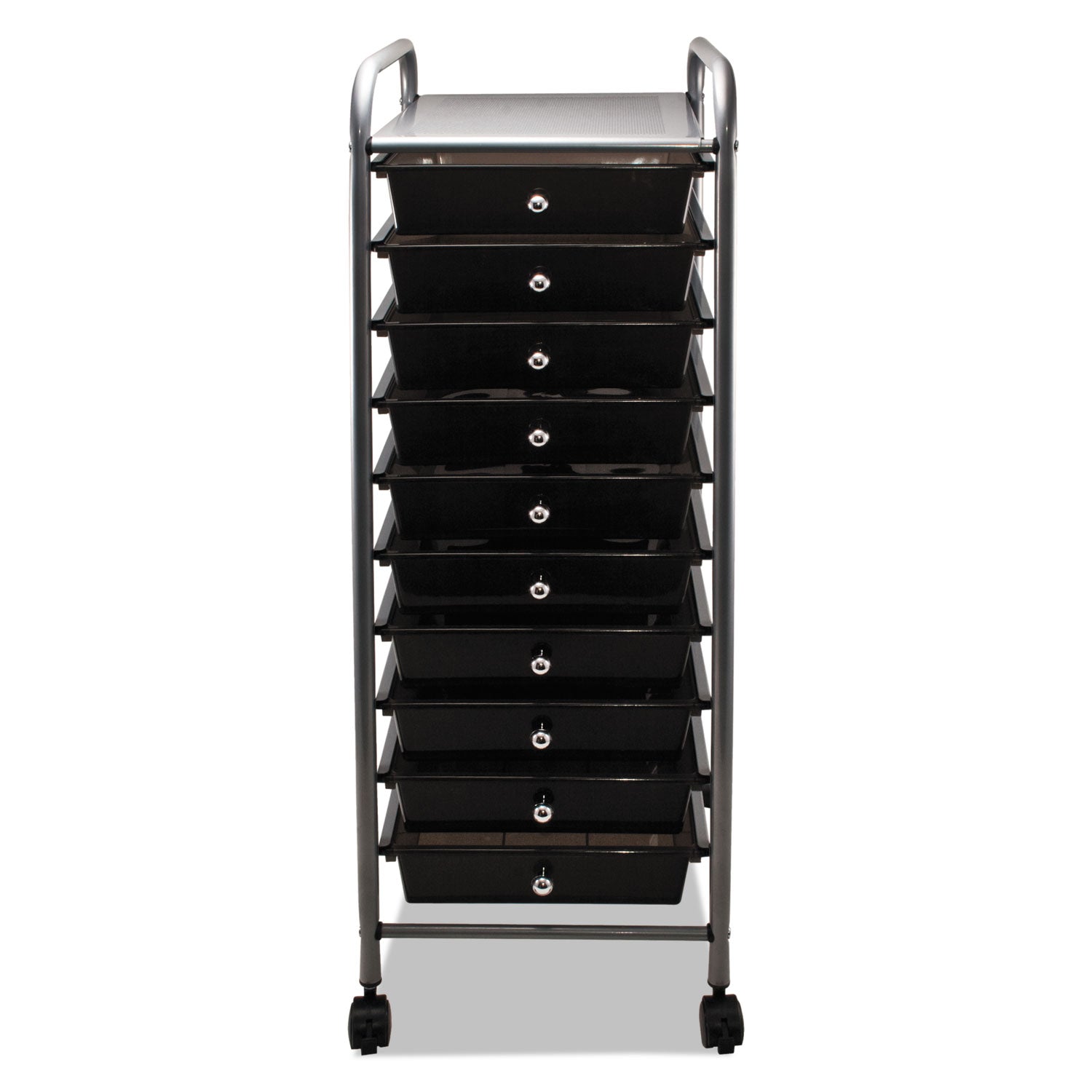 Portable Drawer Organizer, Metal, 1 Shelf, 10 Drawers, 13" x 15.38" x 37.75", Matte Gray/Smoke -