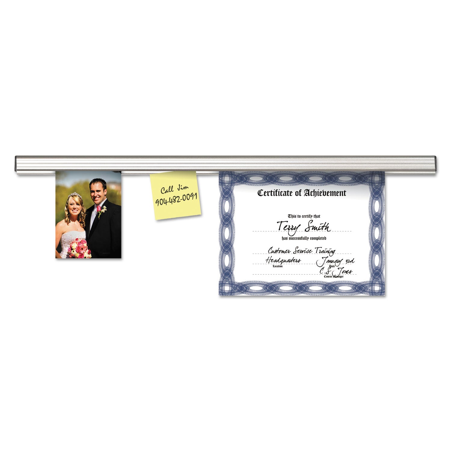 Grip-A-Strip Display Rail, 12 x 1.5, Aluminum Finish -