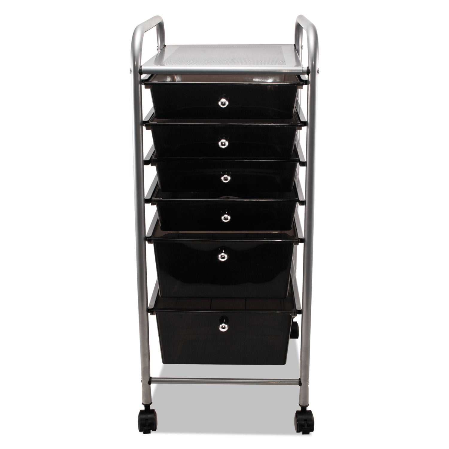 Portable Drawer Organizer, Metal, 1 Shelf, 6 Drawers, 13" x 15.38" x 32.13", Matte Gray/Smoke -