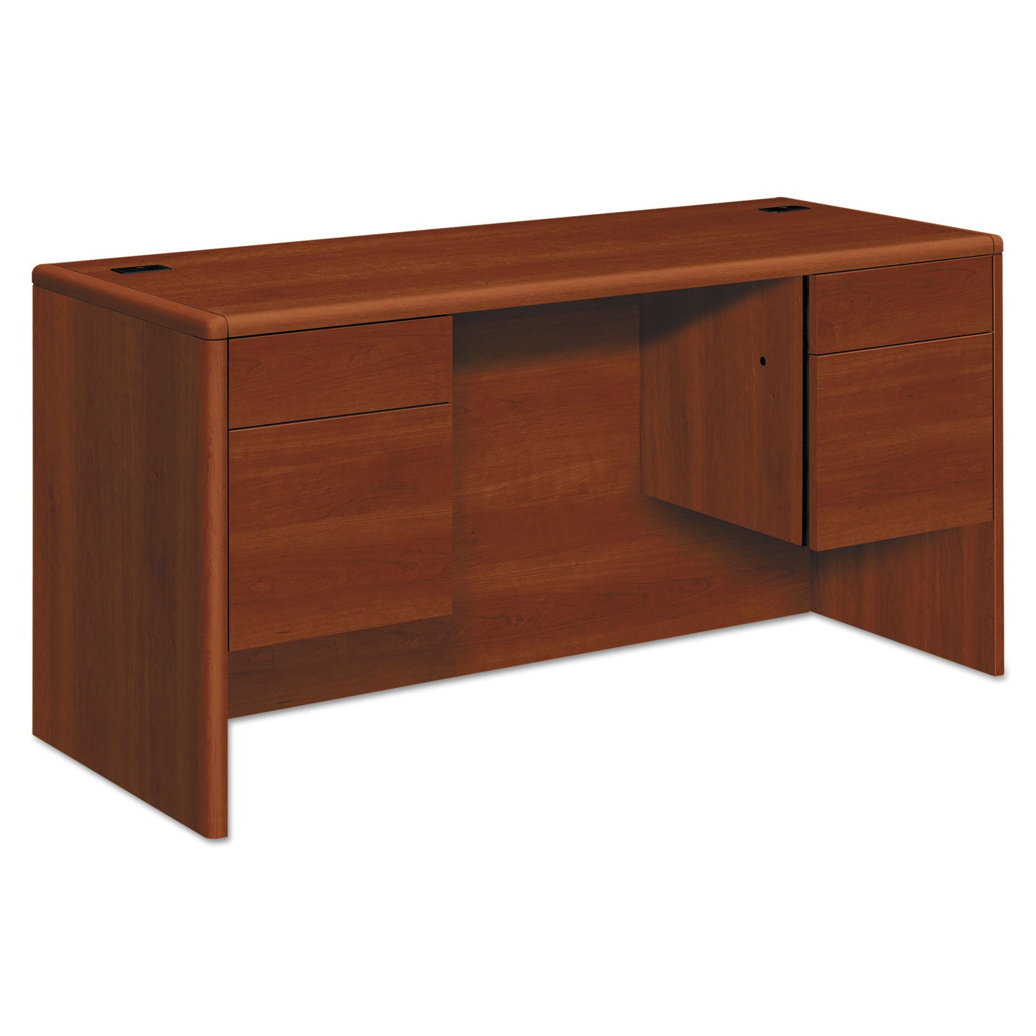 10700 Kneespace Credenza, 3/4 Height Pedestals, 60w x 24d x 29.5h, Cognac -