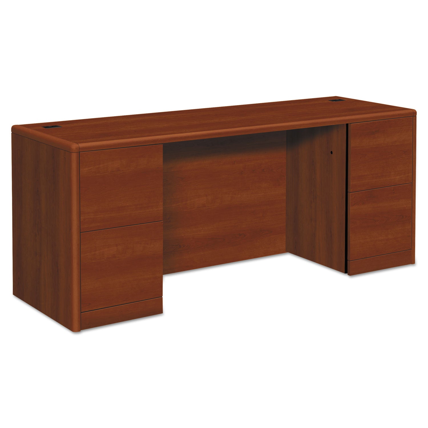 10700 Kneespace Credenza, Full Height Pedestals, 72w x 24d x 29.5h, Cognac -