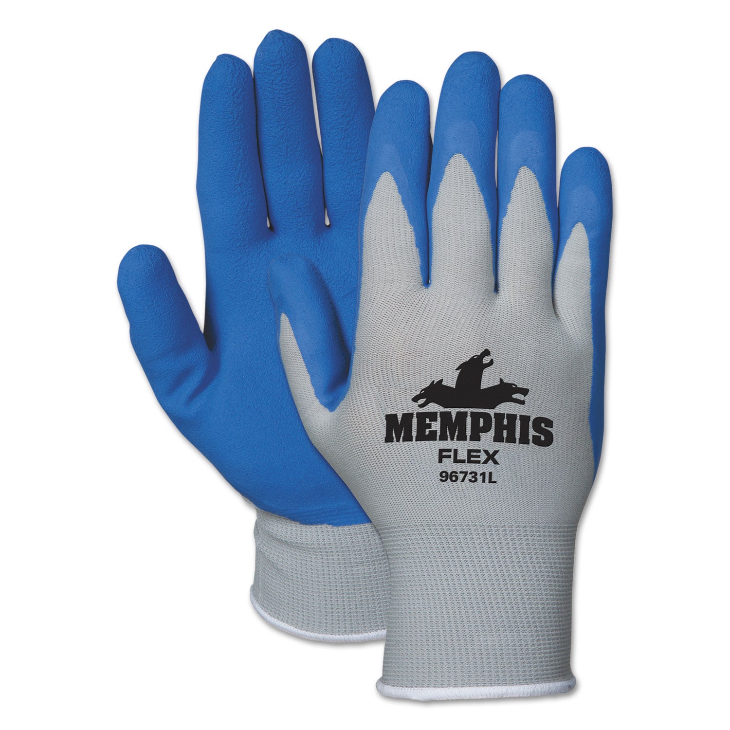 Memphis Flex Seamless Nylon Knit Gloves, X-Large, Blue/Gray, Pair -