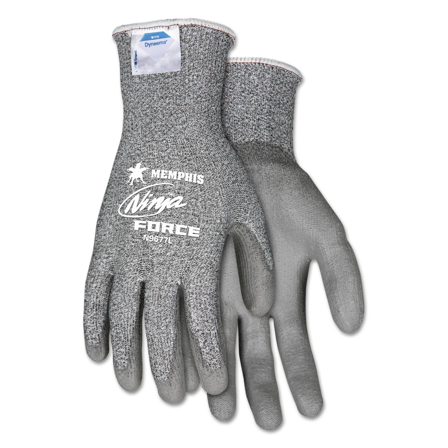 Ninja Force Polyurethane Coated Gloves, Large, Gray, Pair -