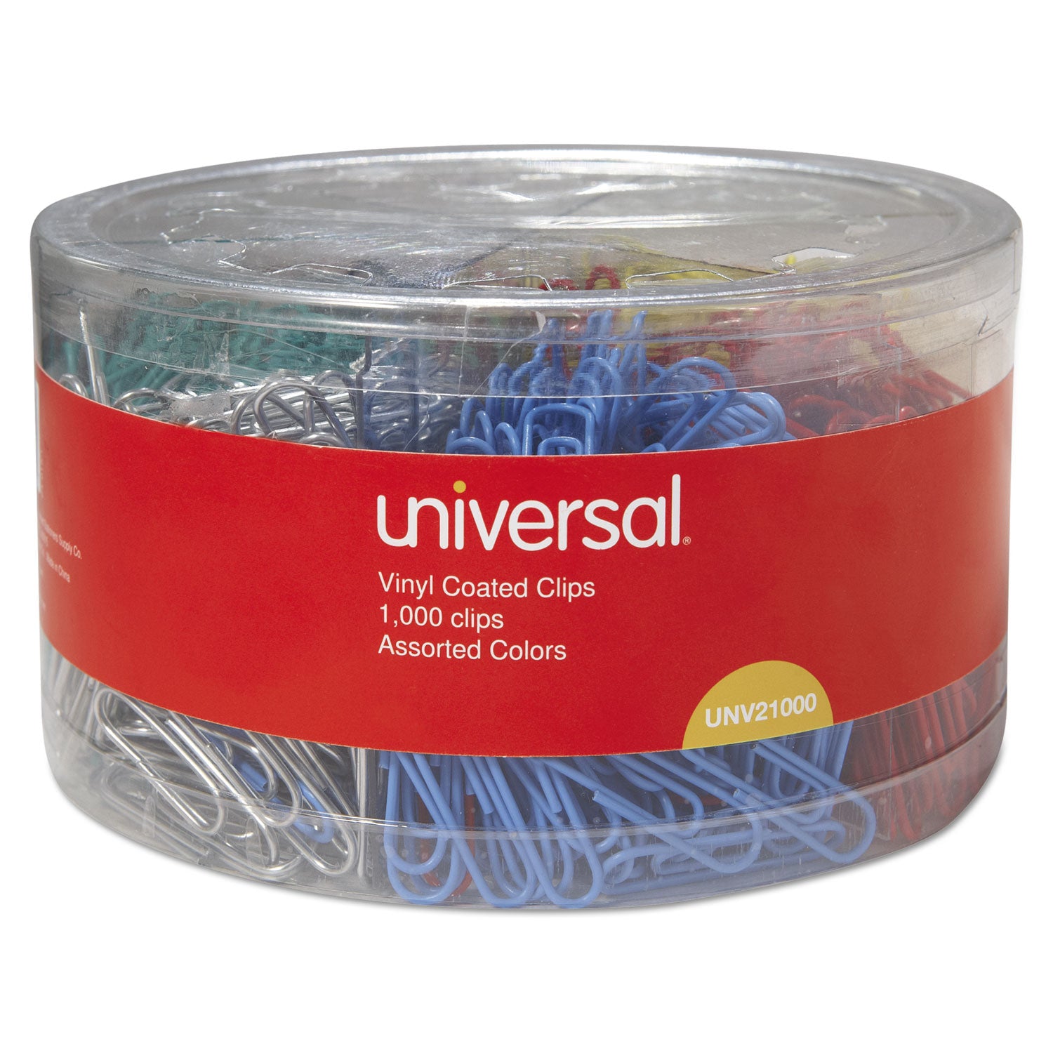 plastic-coated-paper-clips-with-six-compartment-dispenser-tub-#3-assorted-colors-1000-pack_unv21000 - 2