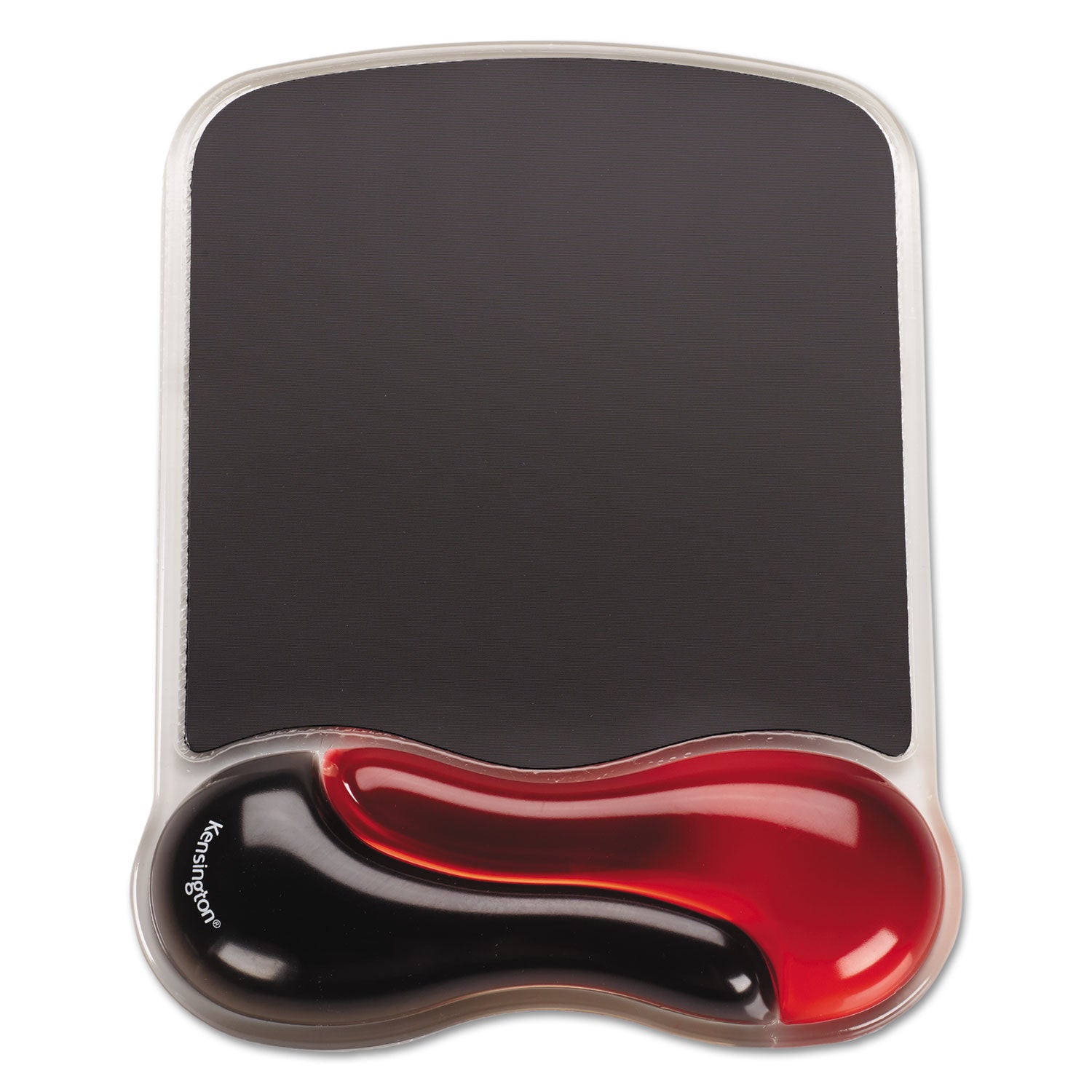 Duo Gel Wave Mouse Pad with Wrist Rest, 9.37 x 13, Red -