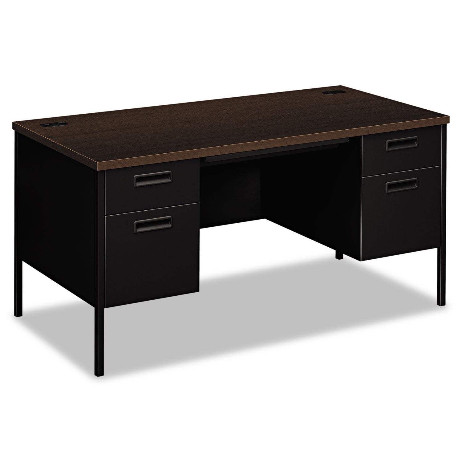 Metro Classic Series Double Pedestal Desk, Flush Panel, 60" x 30" x 29.5", Mocha/Black -